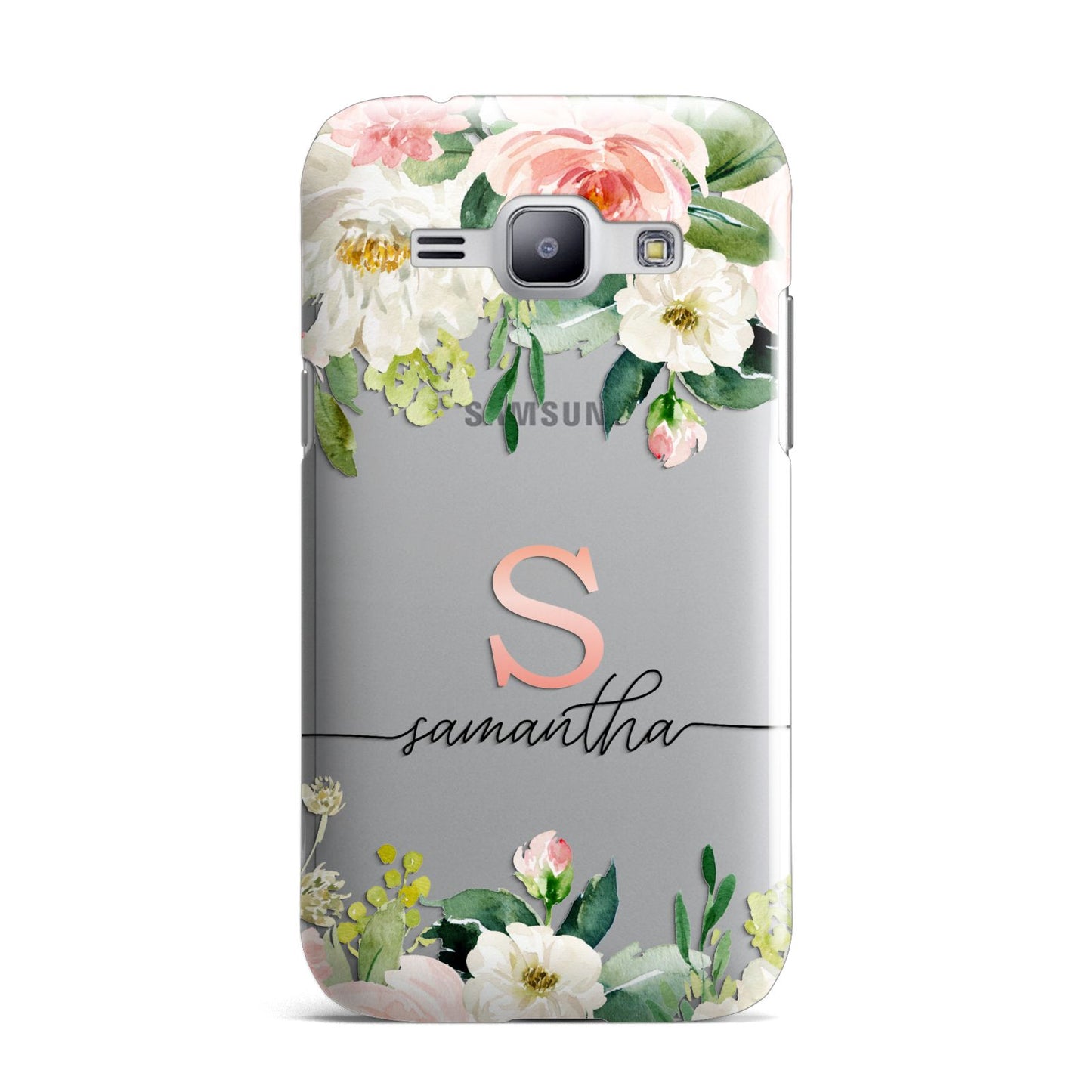 Monogrammed Floral Roses Samsung Galaxy J1 2015 Case
