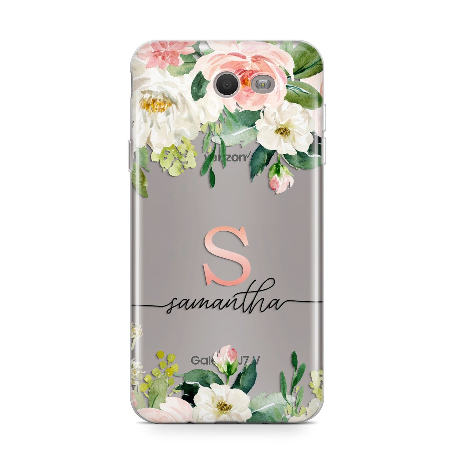 Monogrammed Floral Roses Samsung Galaxy J7 2017 Case