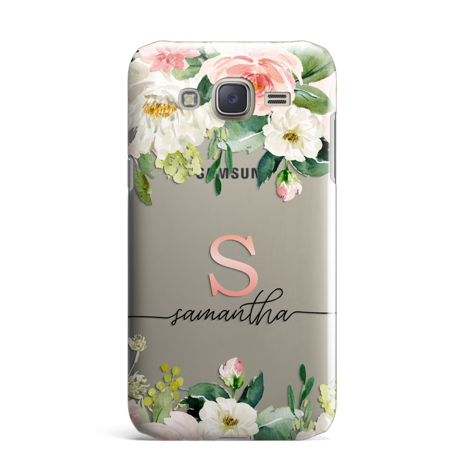Monogrammed Floral Roses Samsung Galaxy J7 Case
