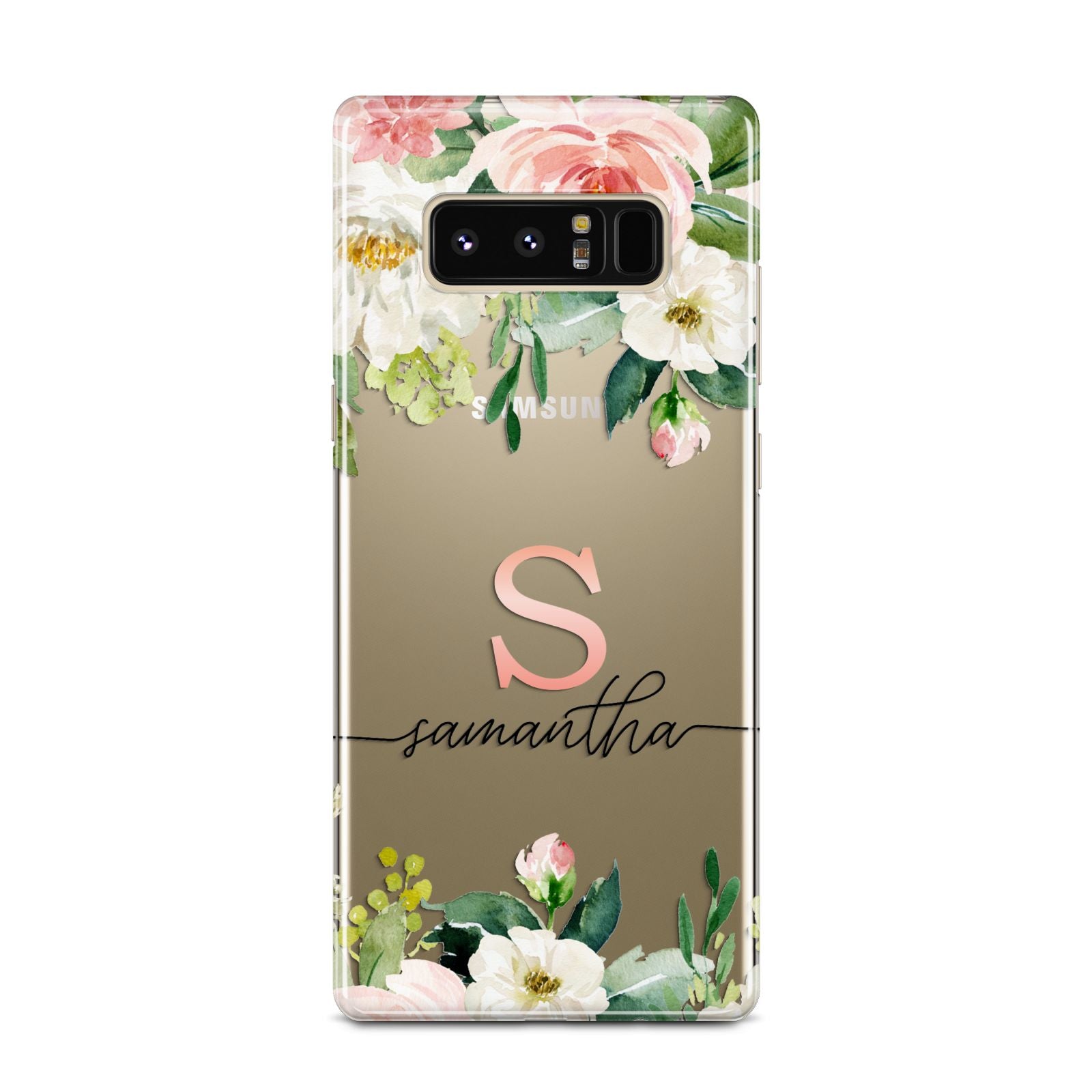 Monogrammed Floral Roses Samsung Galaxy Note 8 Case