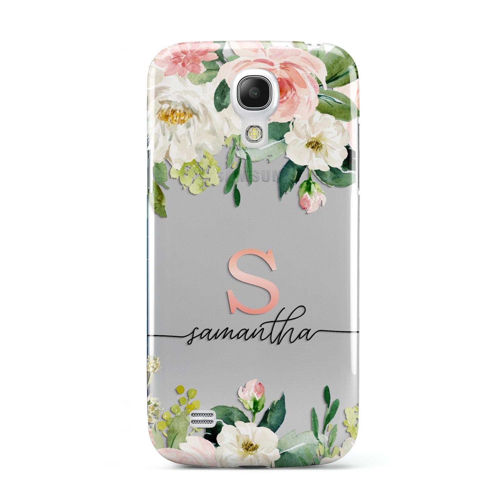 Monogrammed Floral Roses Samsung Galaxy S4 Mini Case