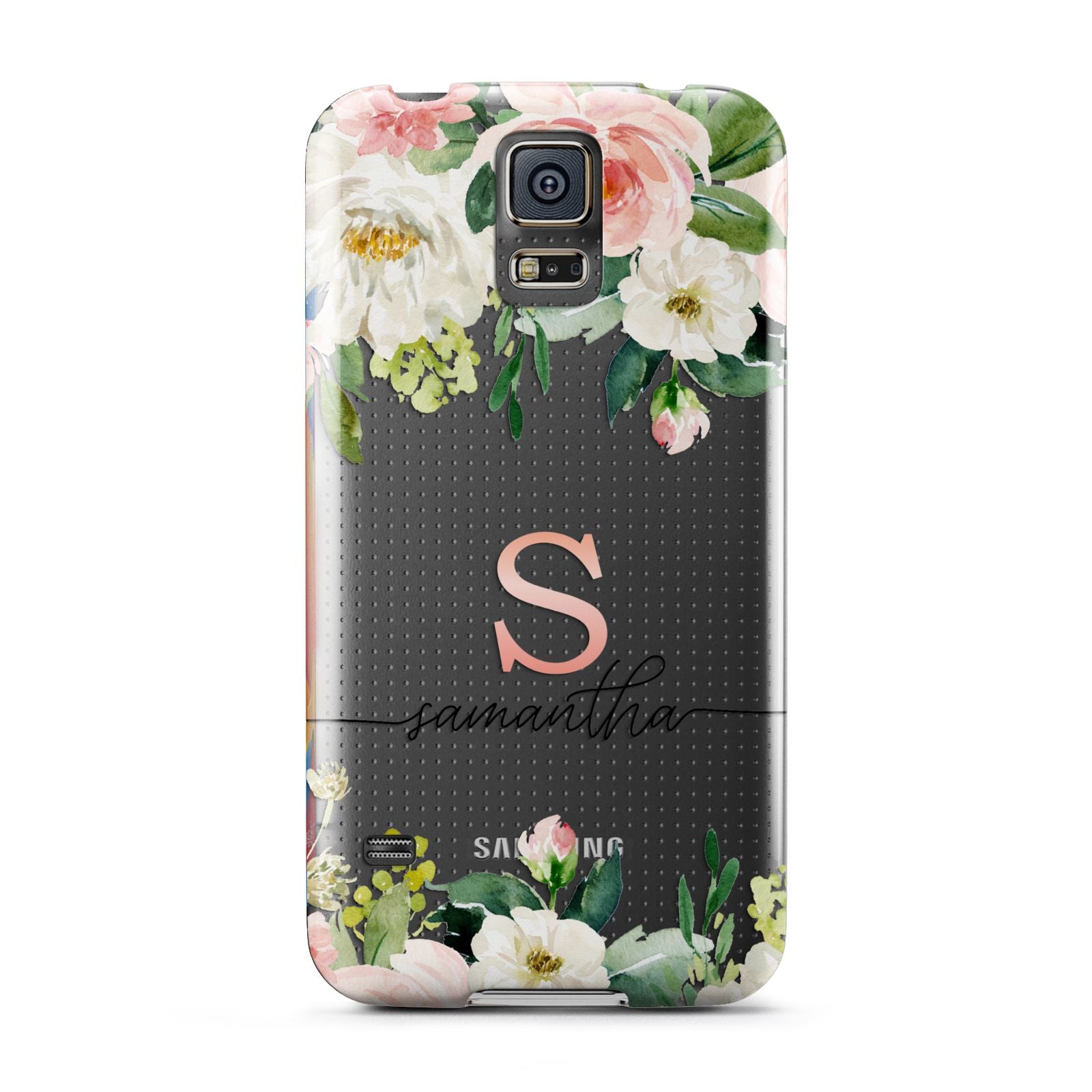 Monogrammed Floral Roses Samsung Galaxy S5 Case