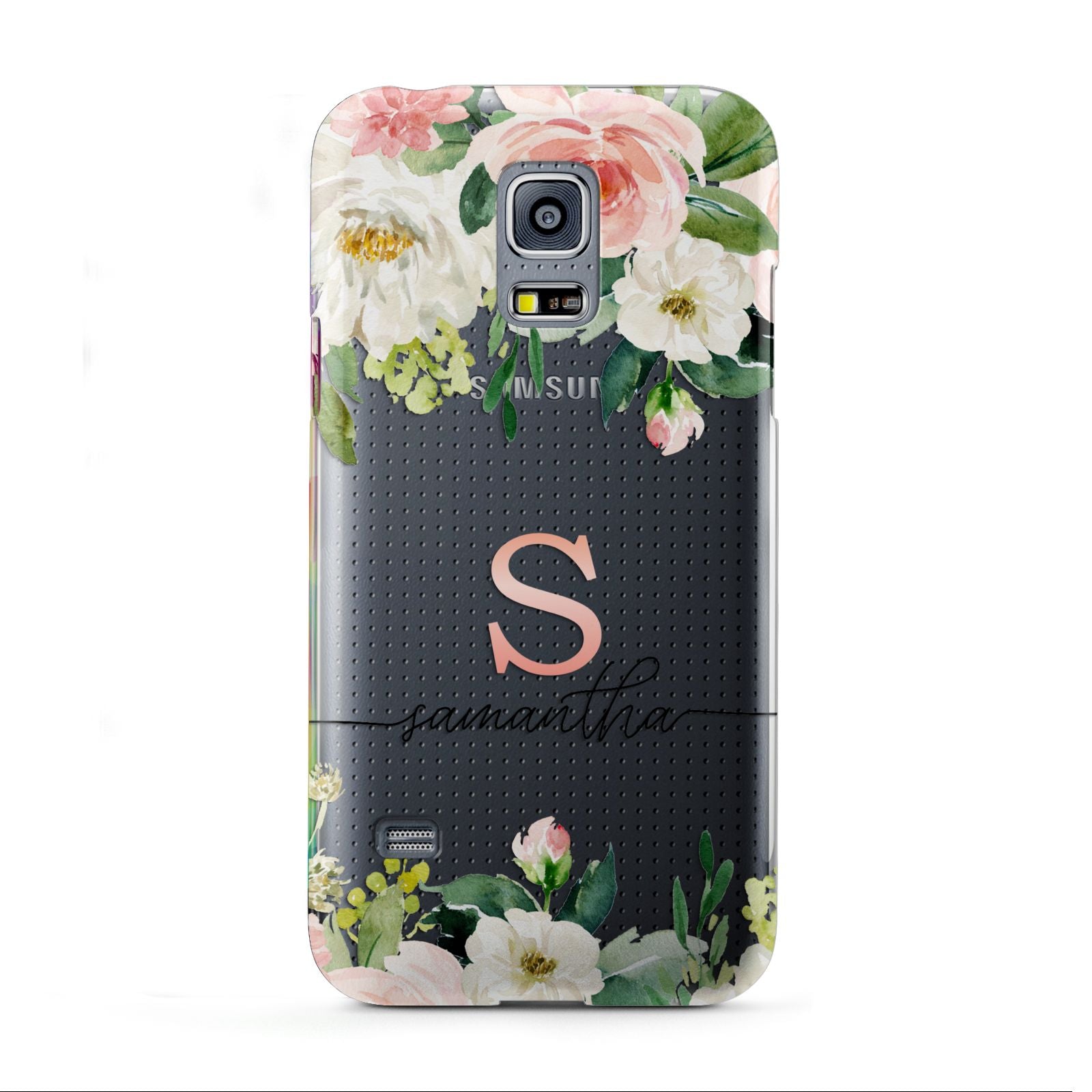 Monogrammed Floral Roses Samsung Galaxy S5 Mini Case