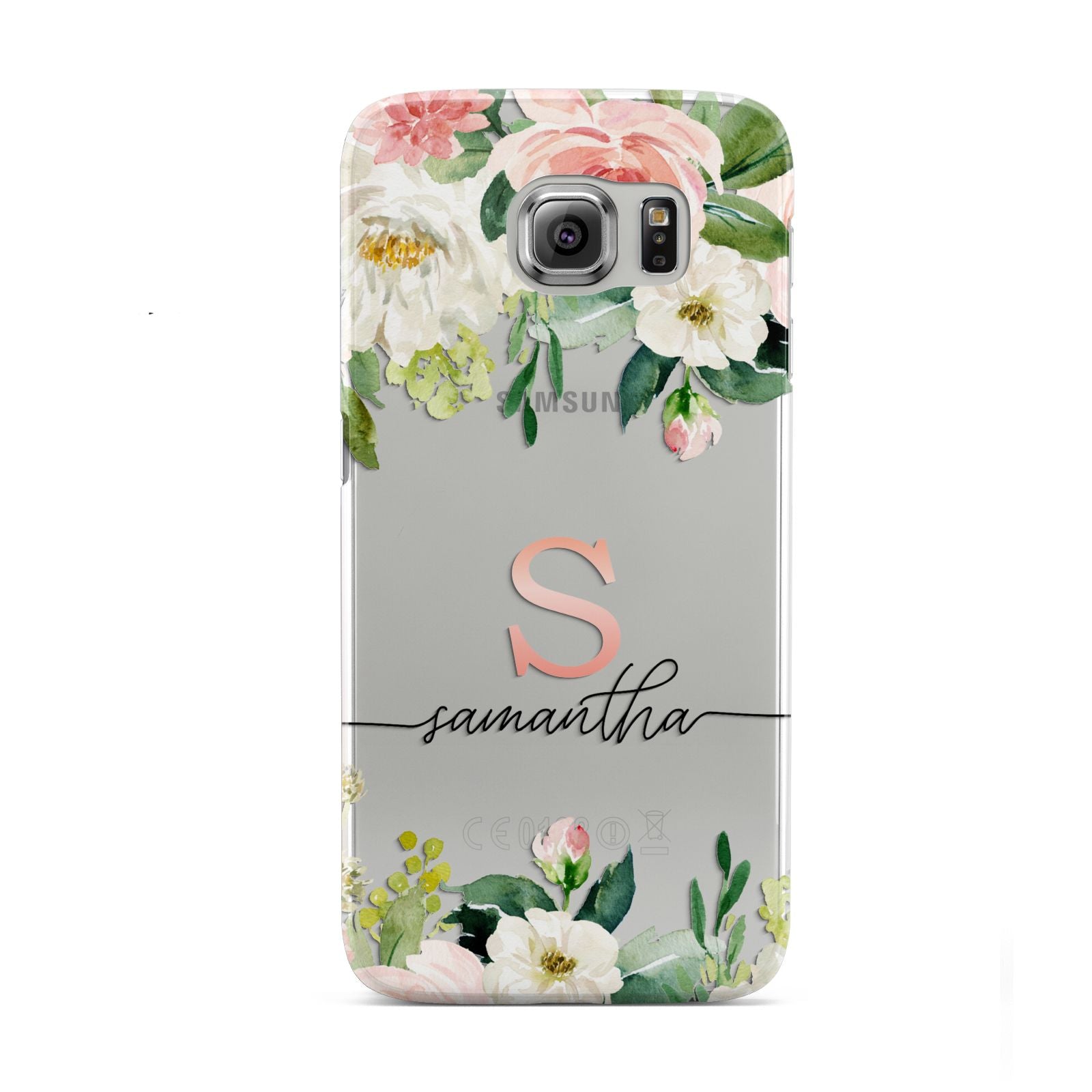 Monogrammed Floral Roses Samsung Galaxy S6 Case