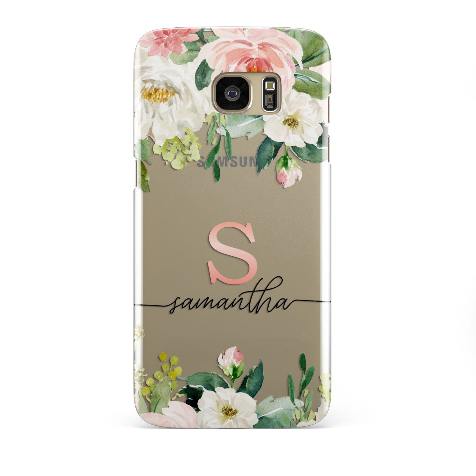 Monogrammed Floral Roses Samsung Galaxy S7 Edge Case