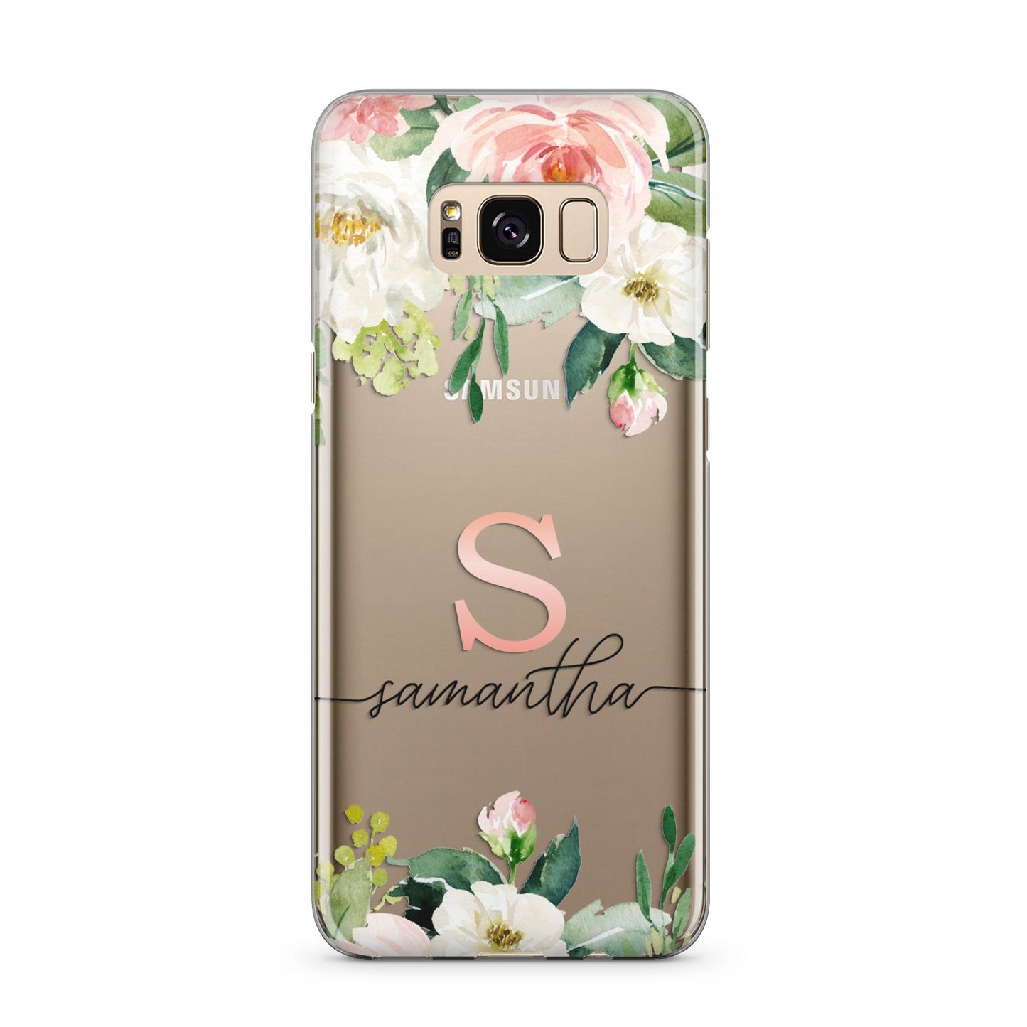 Monogrammed Floral Roses Samsung Galaxy S8 Plus Case