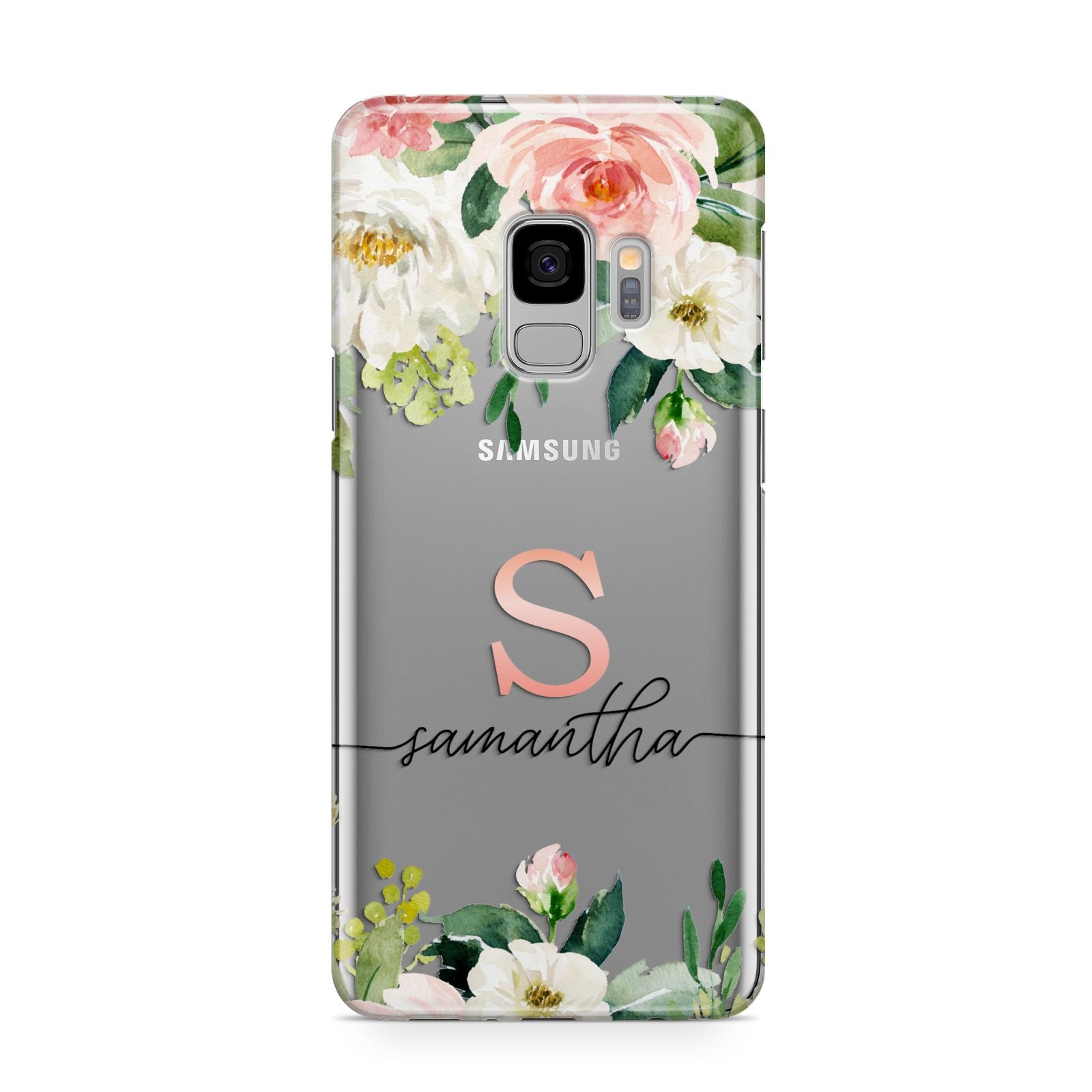 Monogrammed Floral Roses Samsung Galaxy S9 Case