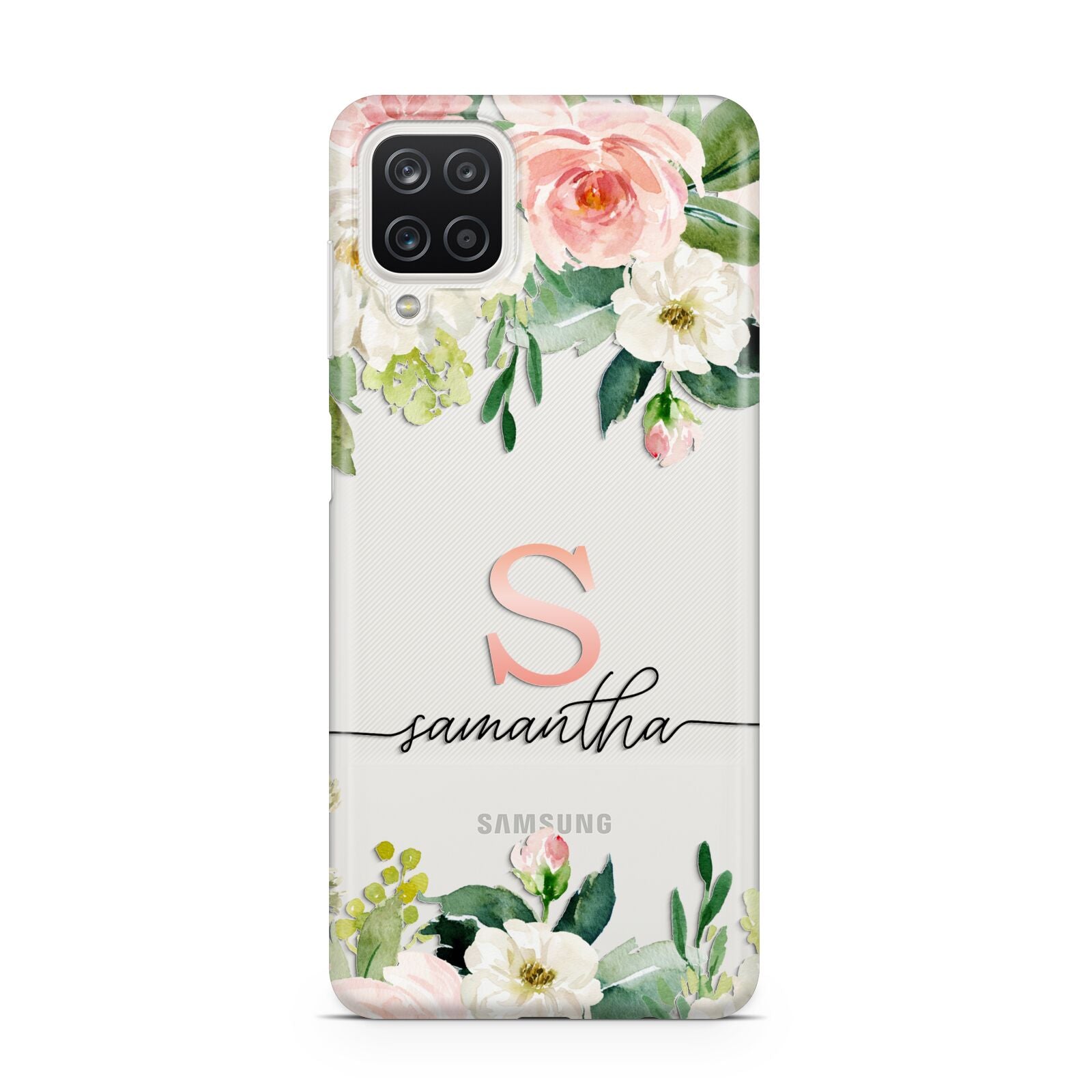 Monogrammed Floral Roses Samsung M12 Case