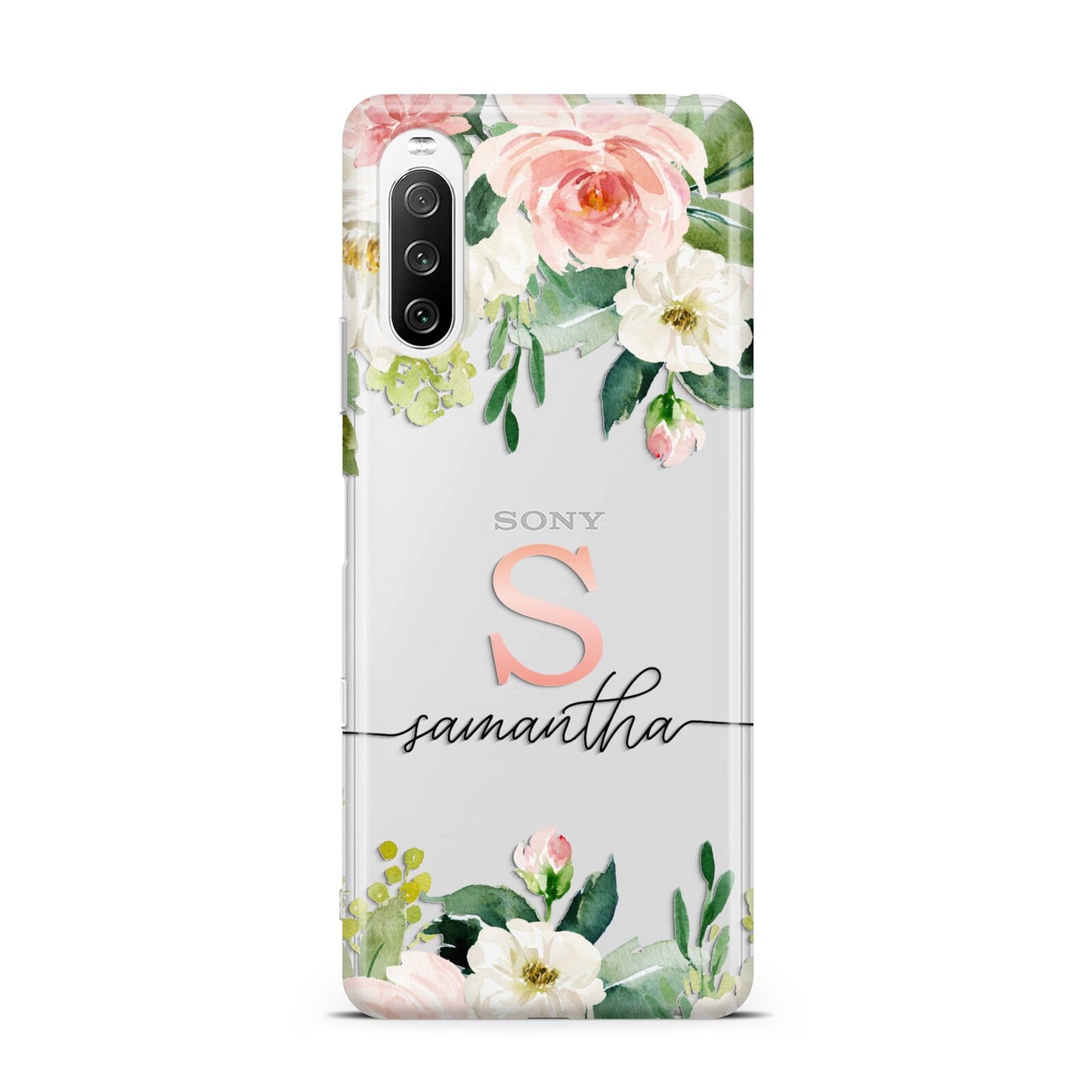 Monogrammed Floral Roses Sony Xperia 10 III Case