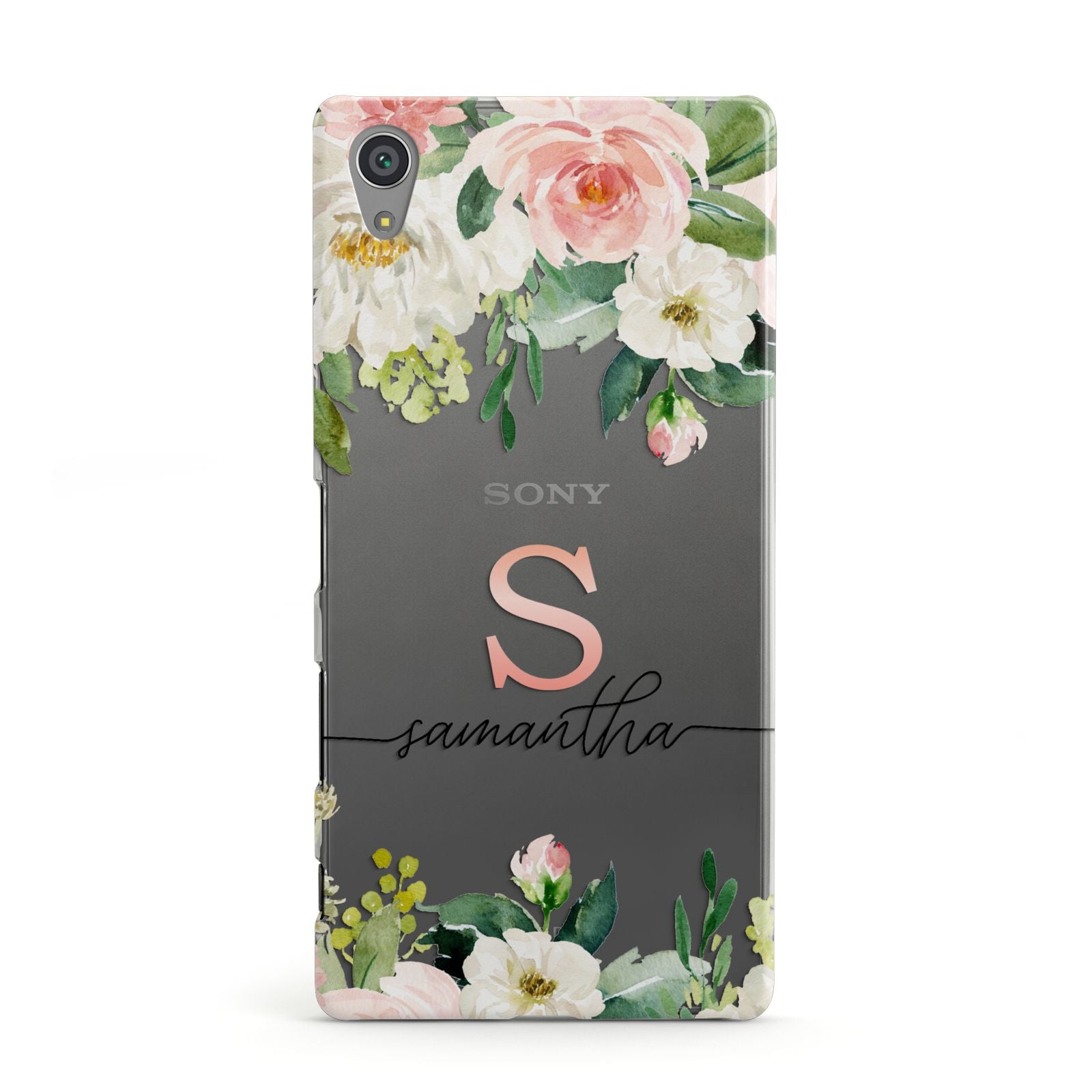Monogrammed Floral Roses Sony Xperia Case