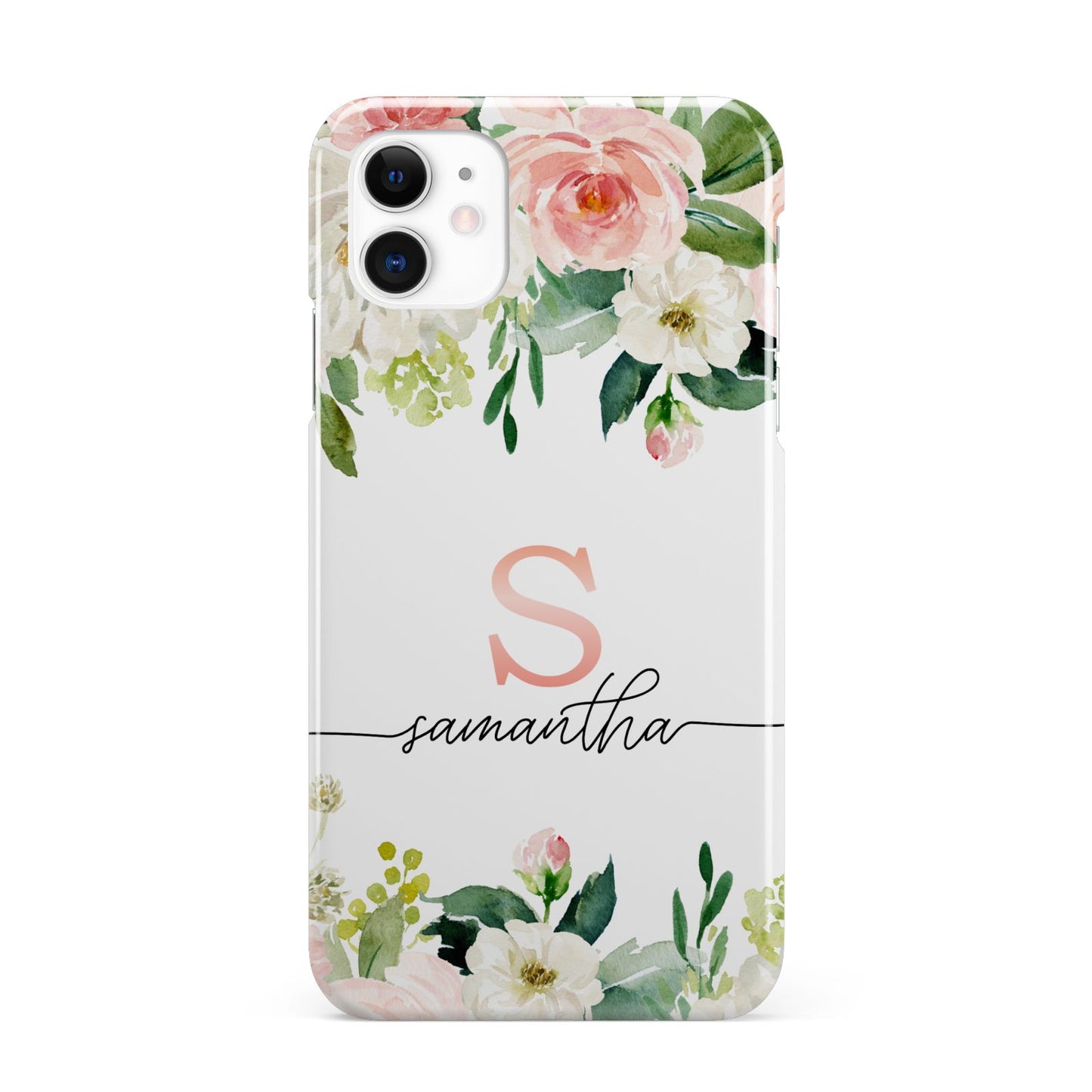 Monogrammed Floral Roses iPhone 11 3D Snap Case