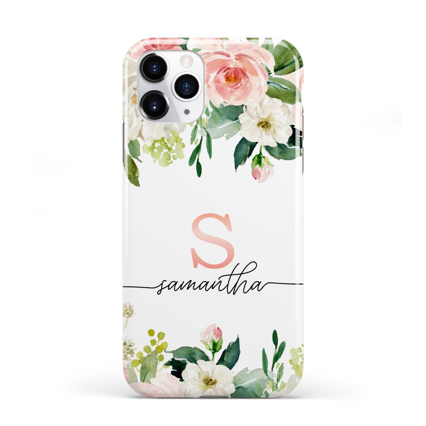 Monogrammed Floral Roses iPhone 11 Pro 3D Tough Case