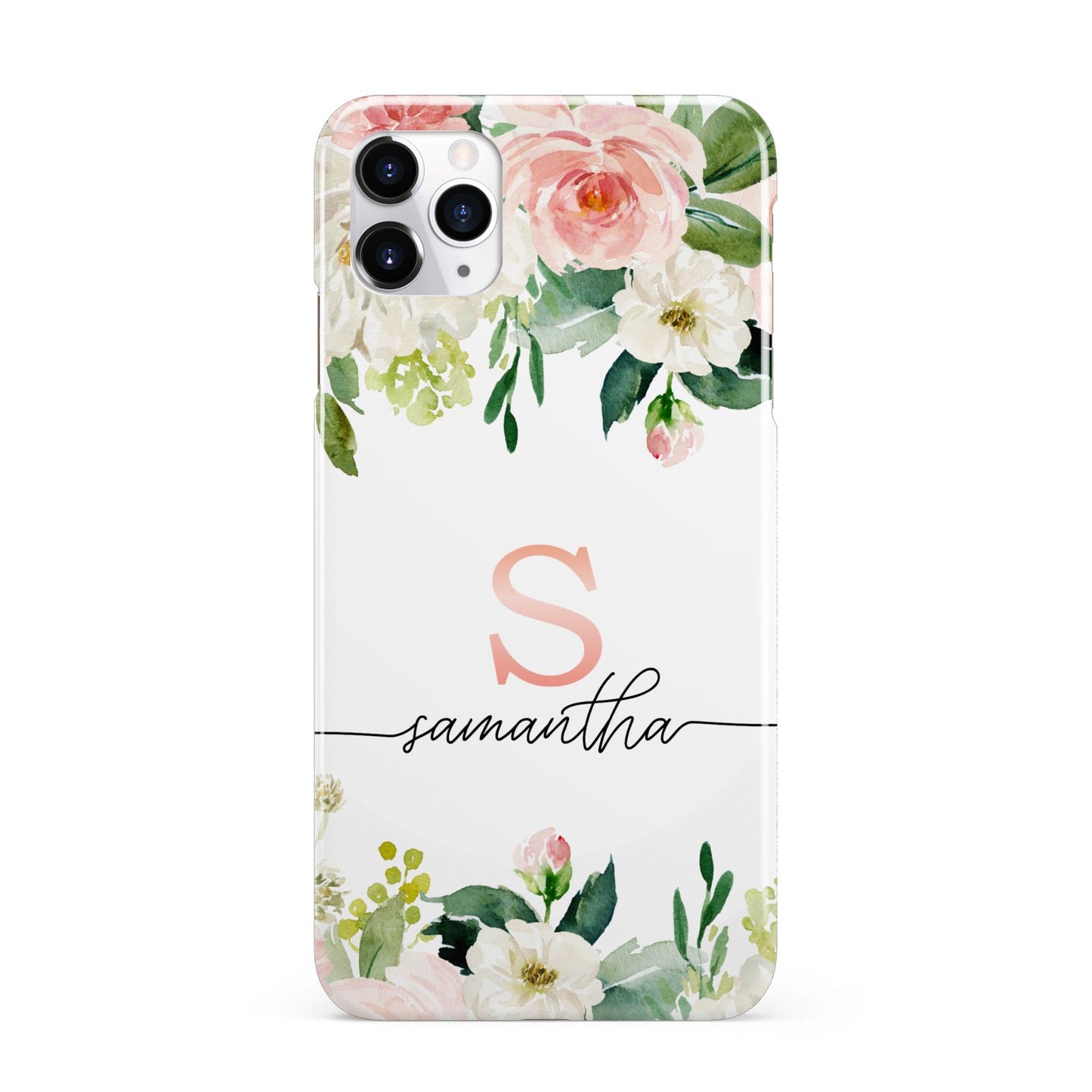 Monogrammed Floral Roses iPhone 11 Pro Max 3D Snap Case