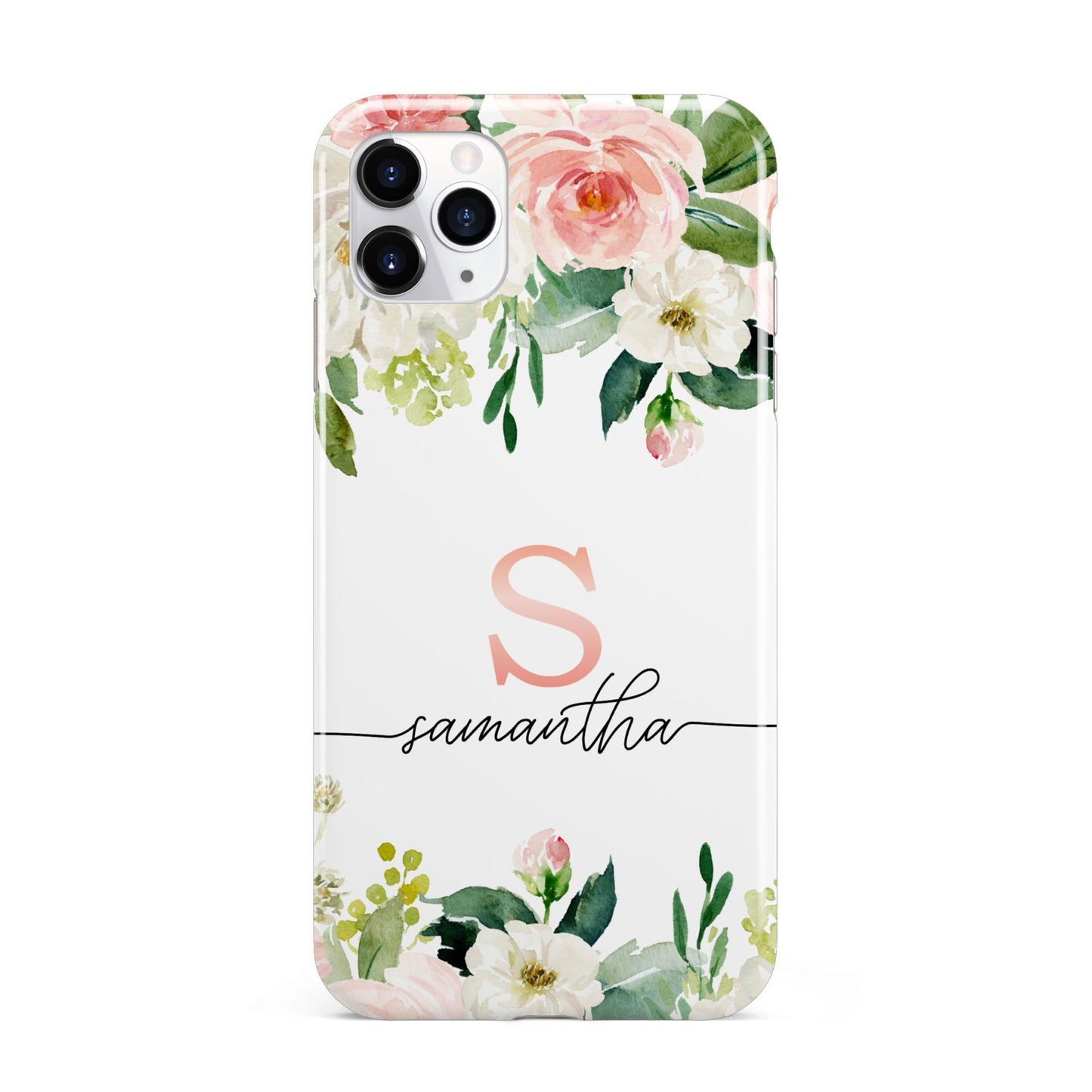 Monogrammed Floral Roses iPhone 11 Pro Max 3D Tough Case
