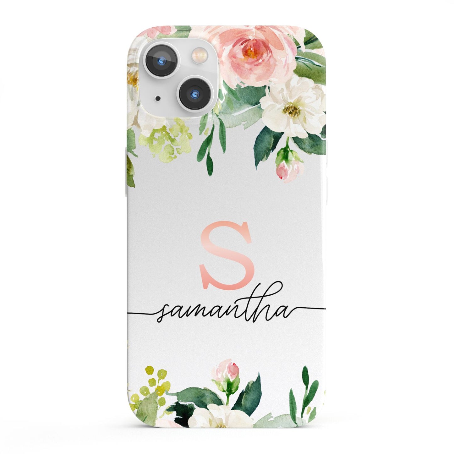 Monogrammed Floral Roses iPhone 13 Full Wrap 3D Snap Case