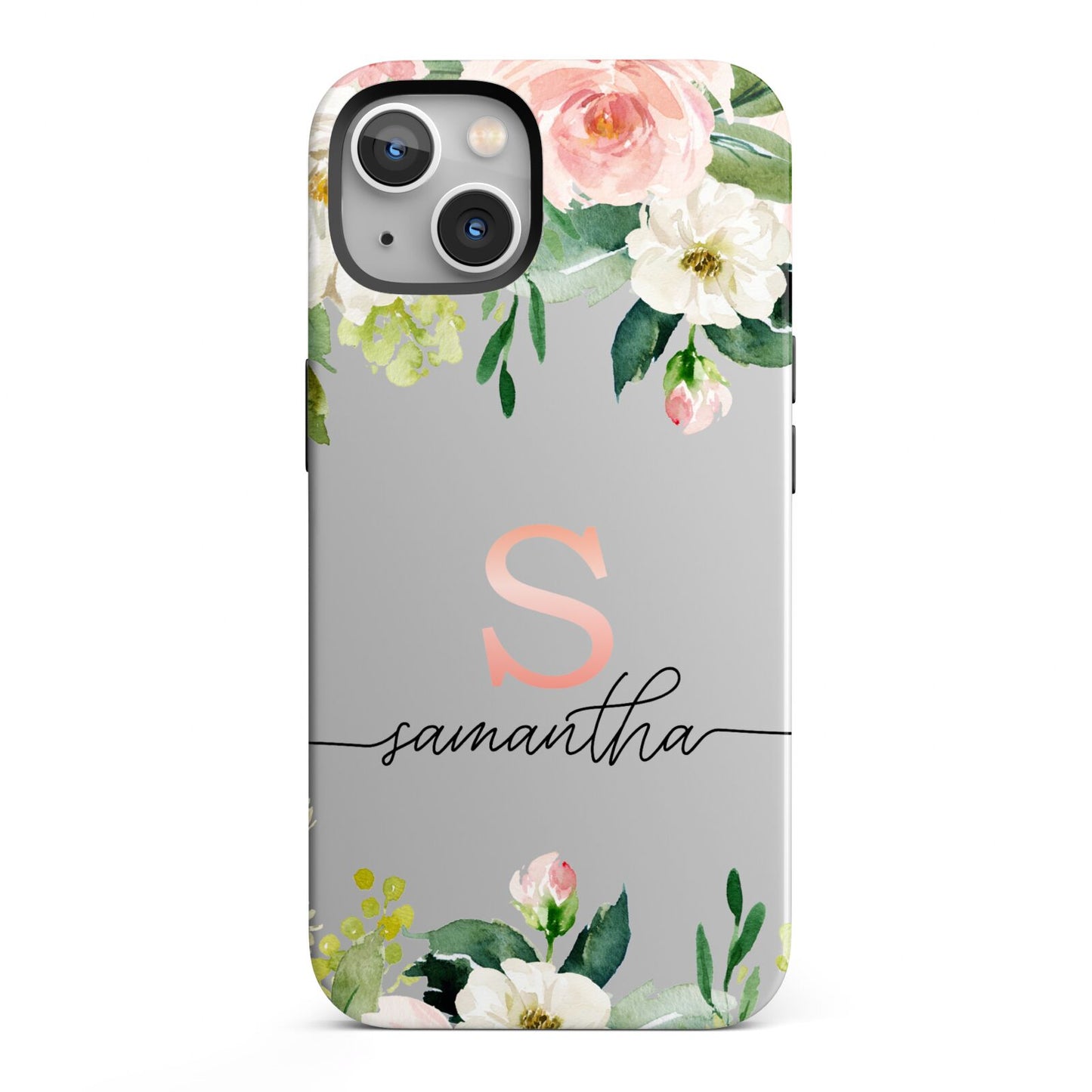 Monogrammed Floral Roses iPhone 13 Full Wrap 3D Tough Case