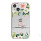 Monogrammed Floral Roses iPhone 13 Mini TPU Impact Case with White Edges