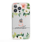 Monogrammed Floral Roses iPhone 13 Pro Clear Bumper Case