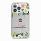 Monogrammed Floral Roses iPhone 13 Pro TPU Impact Case with White Edges