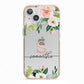 Monogrammed Floral Roses iPhone 13 TPU Impact Case with Pink Edges