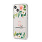 Monogrammed Floral Roses iPhone 14 Clear Tough Case Starlight Angled Image