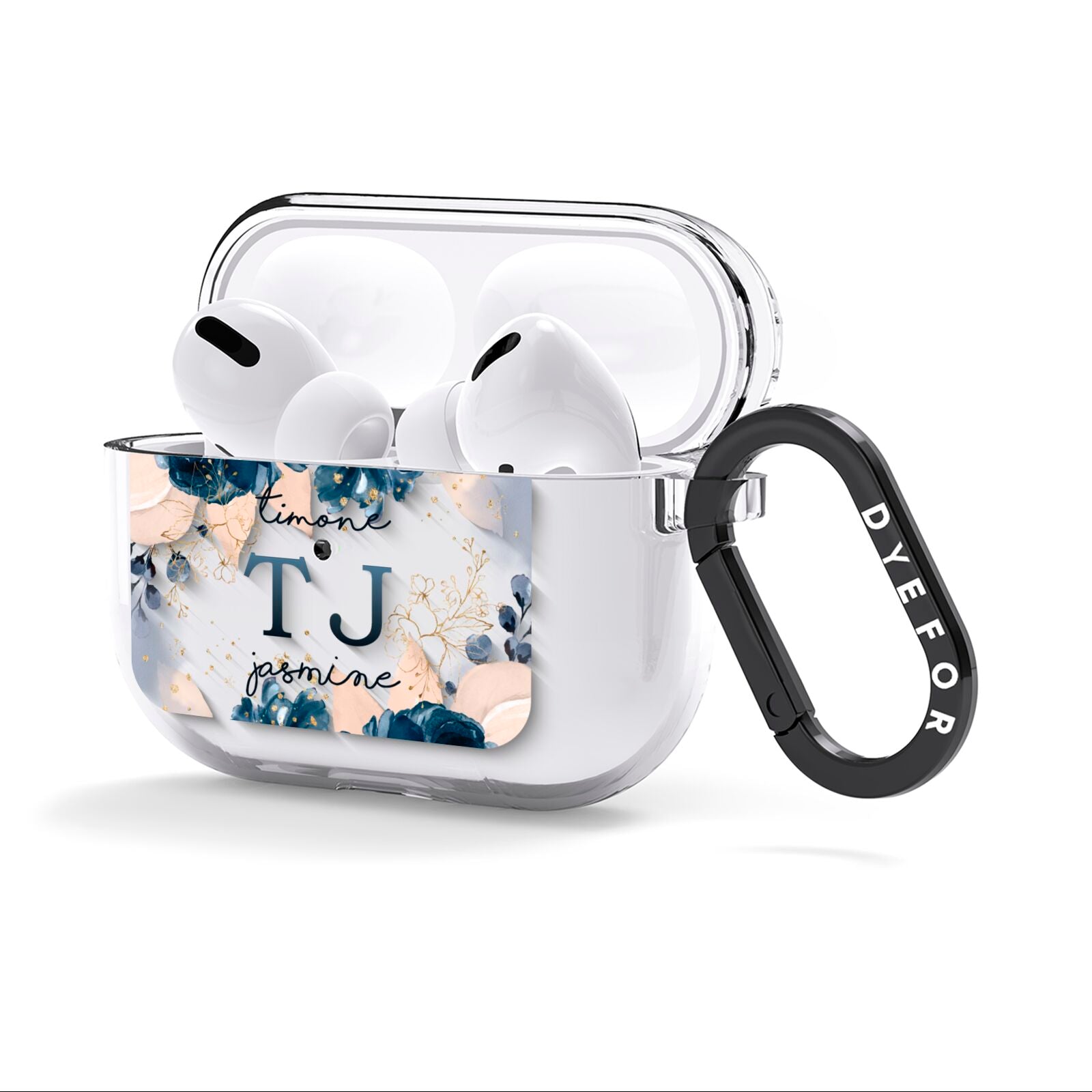 Monogrammed Florals AirPods Clear Case 3rd Gen Side Image