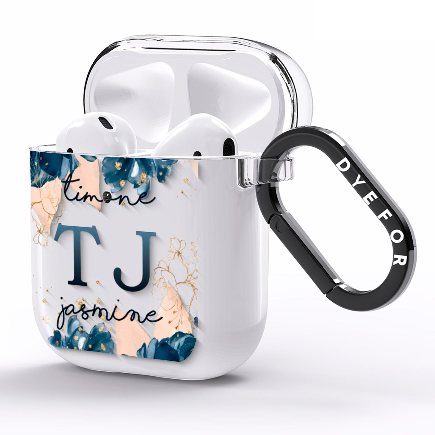 Monogrammed Florals AirPods Clear Case Side Image