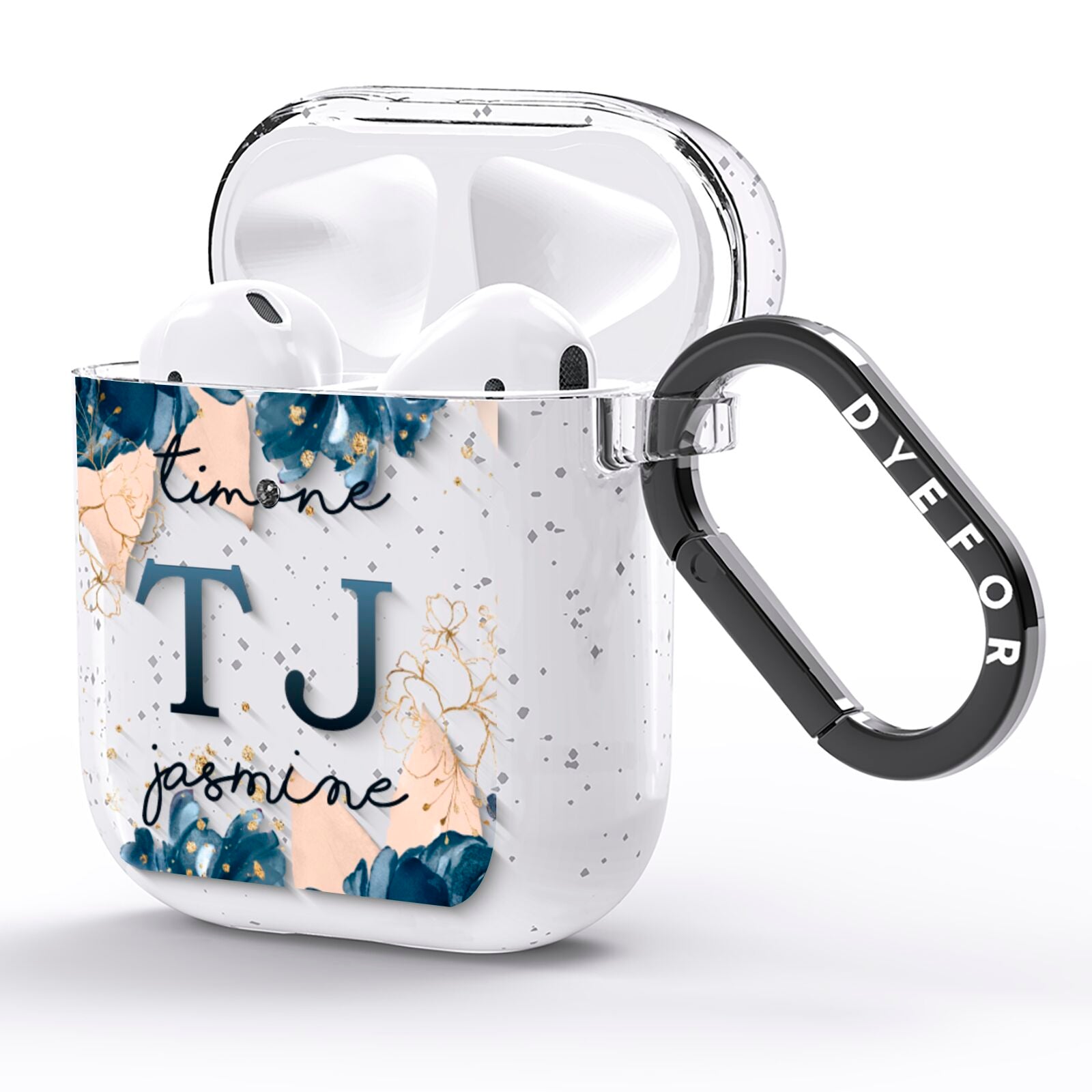 Monogrammed Florals AirPods Glitter Case Side Image