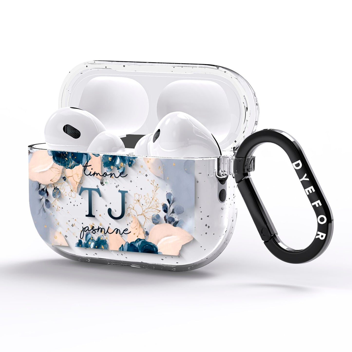 Monogrammed Florals AirPods Pro Glitter Case Side Image
