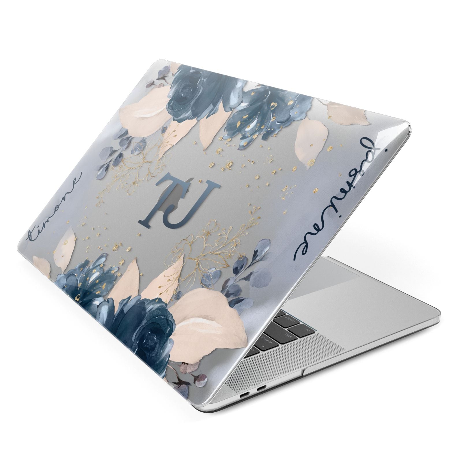 Monogrammed Florals Apple MacBook Case Side View