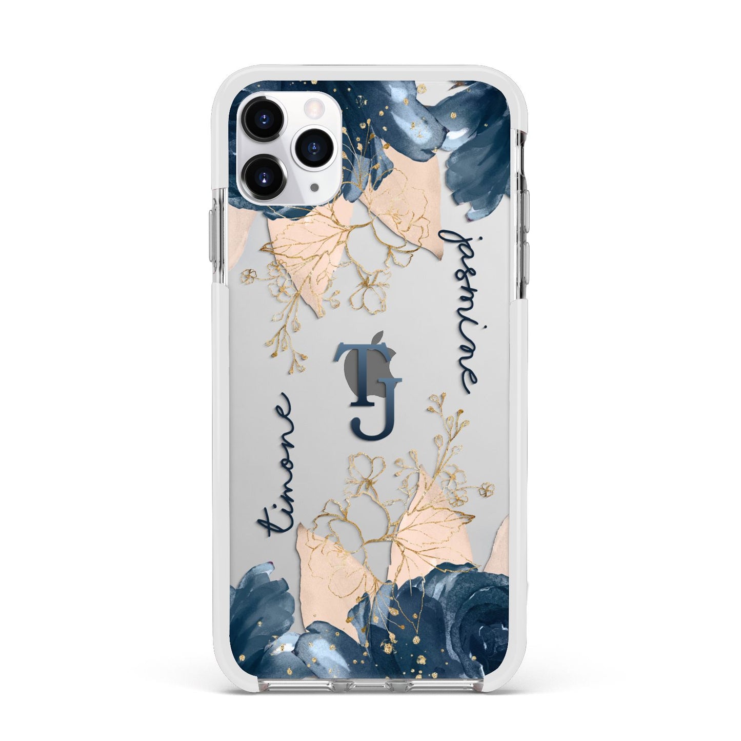 Monogrammed Florals Apple iPhone 11 Pro Max in Silver with White Impact Case