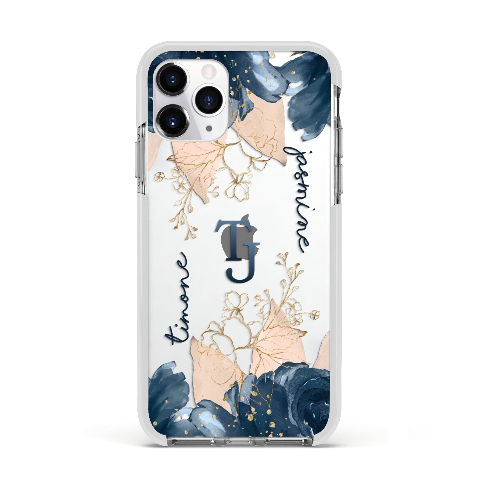 Monogrammed Florals Apple iPhone 11 Pro in Silver with White Impact Case
