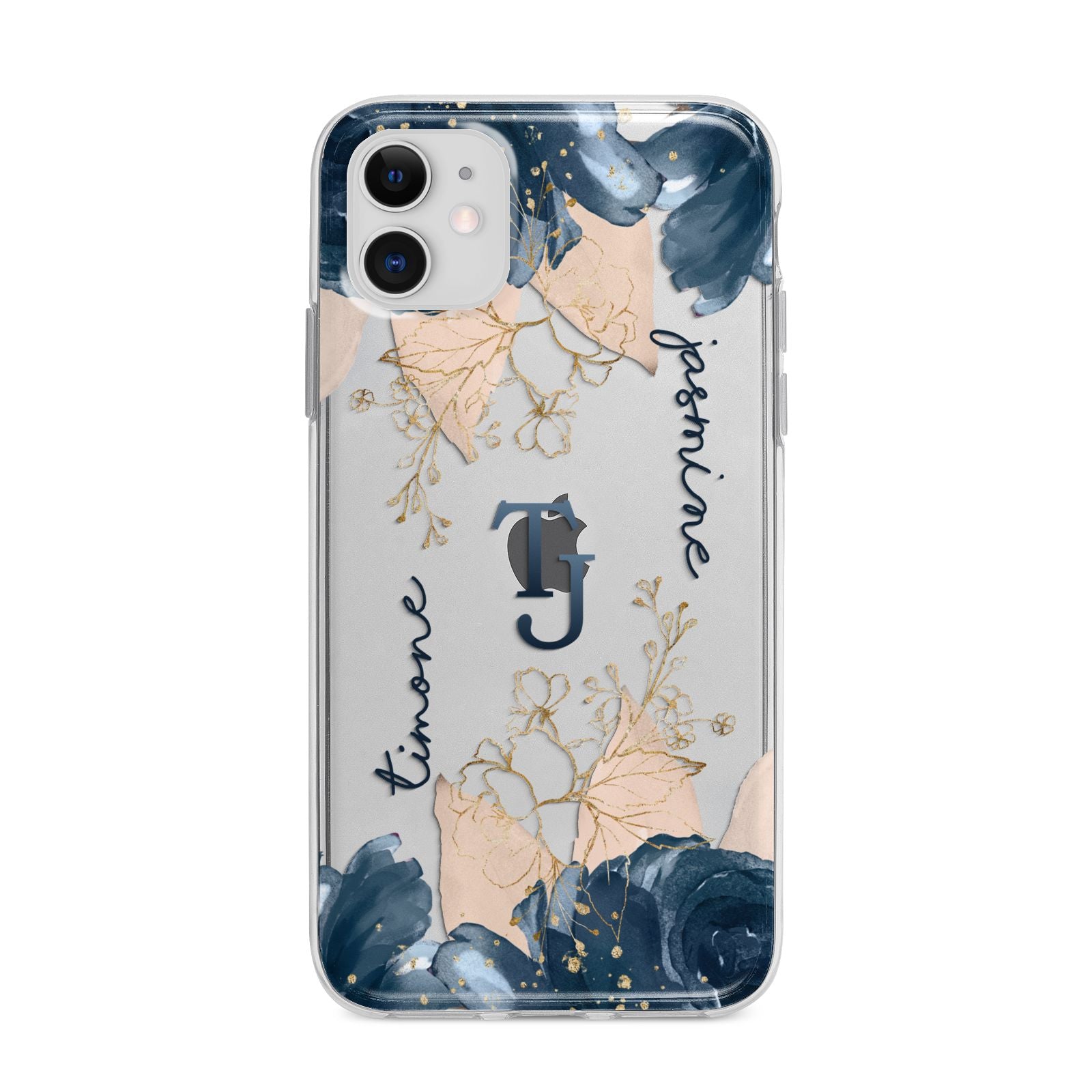 Monogrammed Florals Apple iPhone 11 in White with Bumper Case
