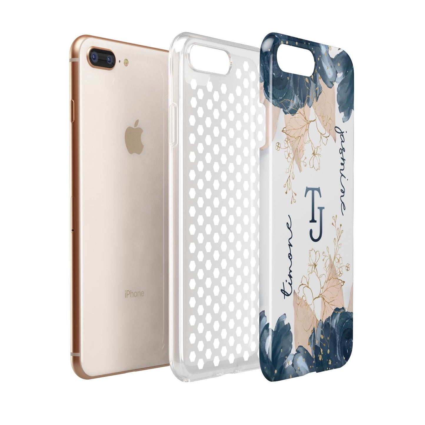 Monogrammed Florals Apple iPhone 7 8 Plus 3D Tough Case Expanded View
