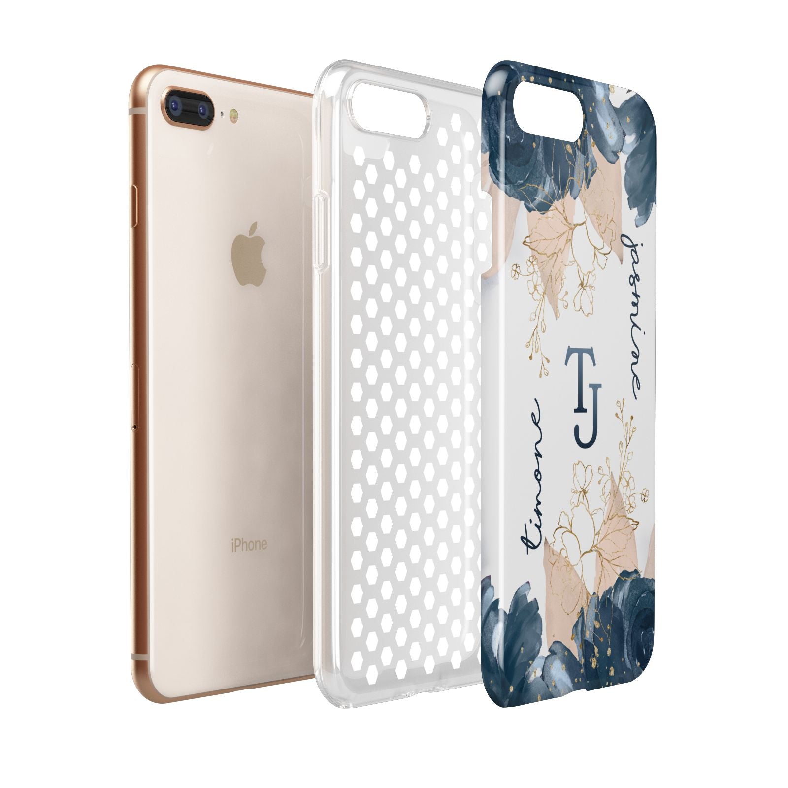 Monogrammed Florals Apple iPhone 7 8 Plus 3D Tough Case Expanded View
