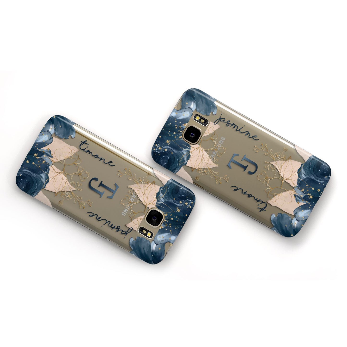 Monogrammed Florals Samsung Galaxy Case Flat Overview