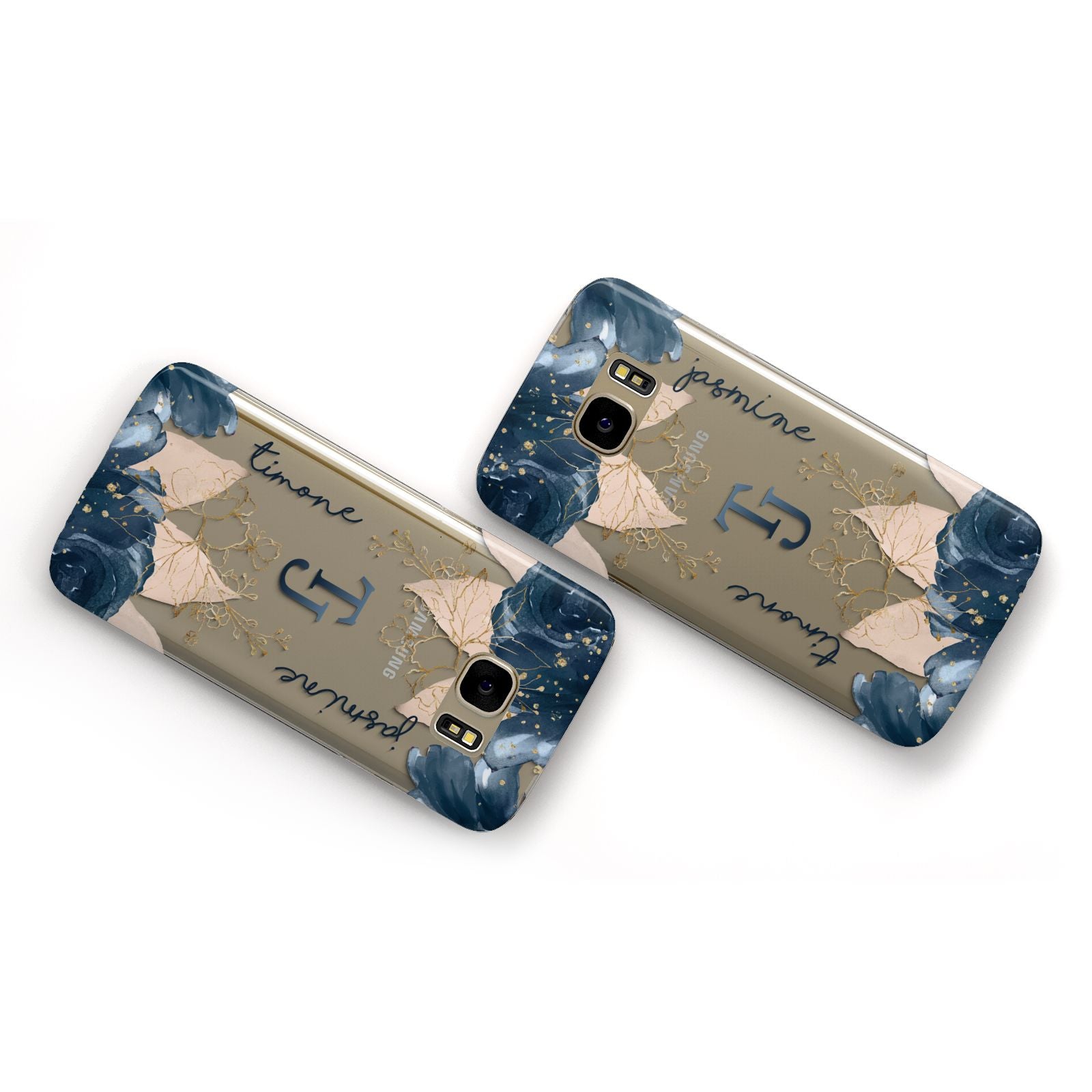 Monogrammed Florals Samsung Galaxy Case Flat Overview