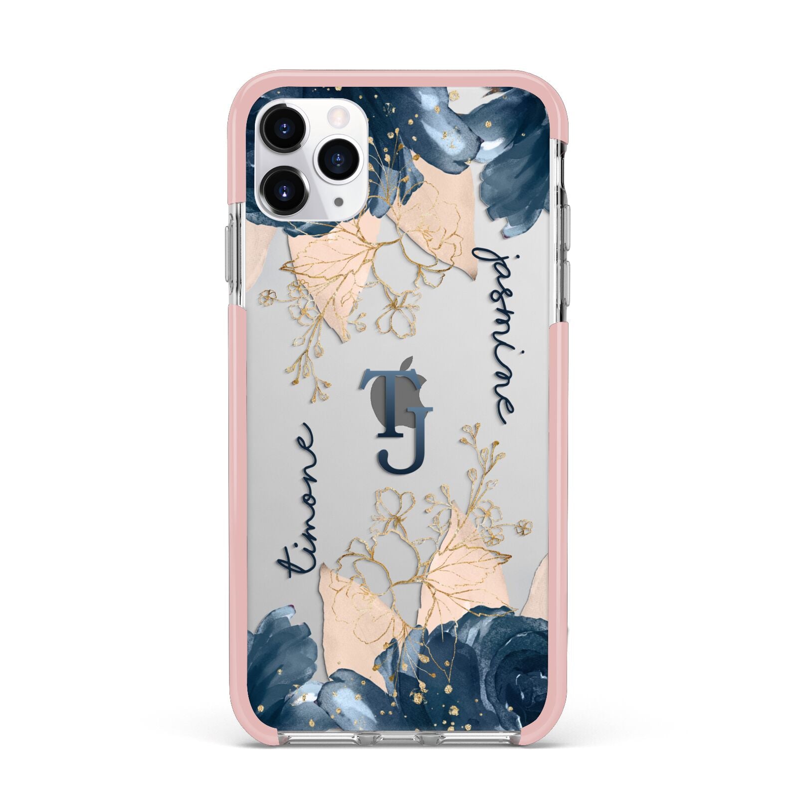 Monogrammed Florals iPhone 11 Pro Max Impact Pink Edge Case