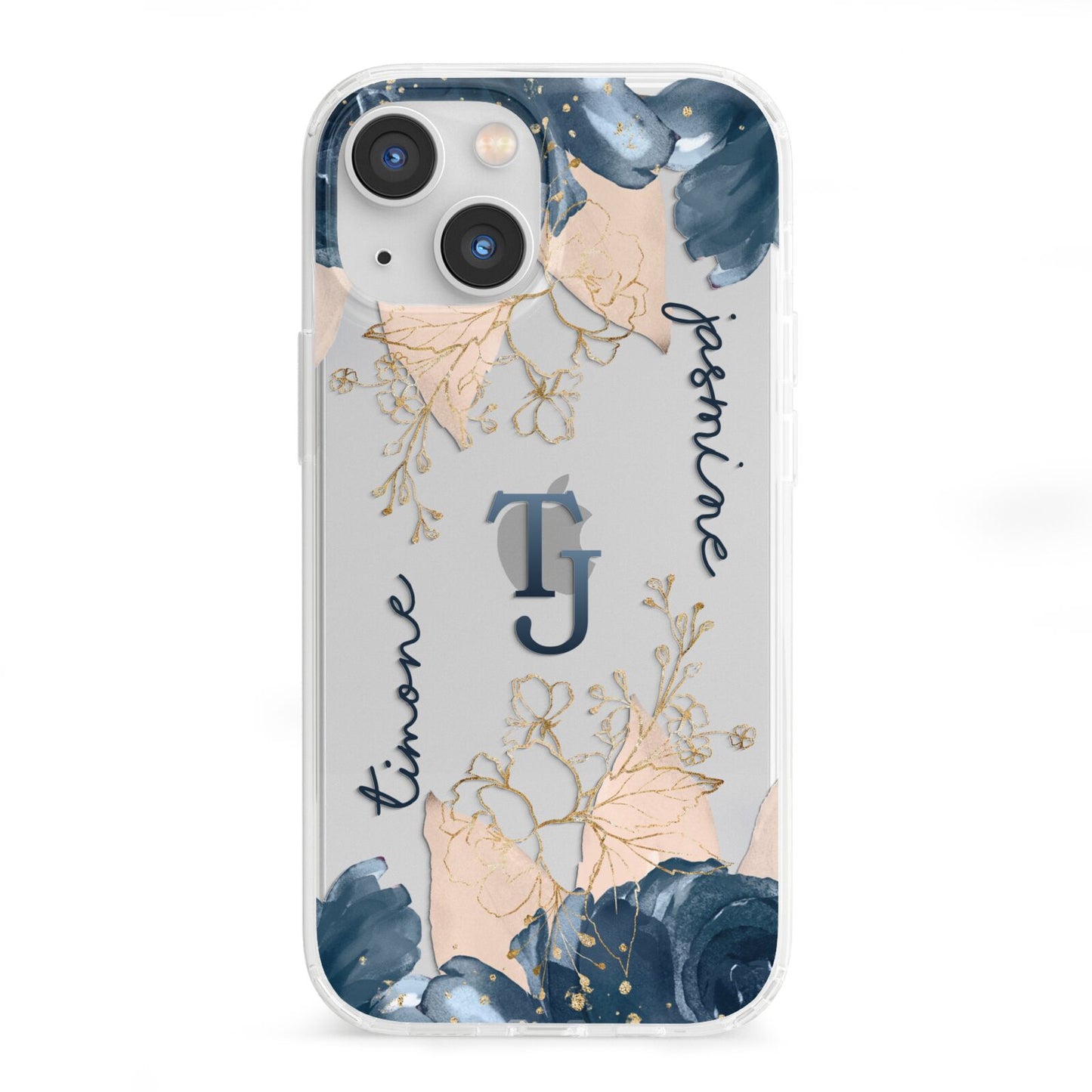 Monogrammed Florals iPhone 13 Mini Clear Bumper Case