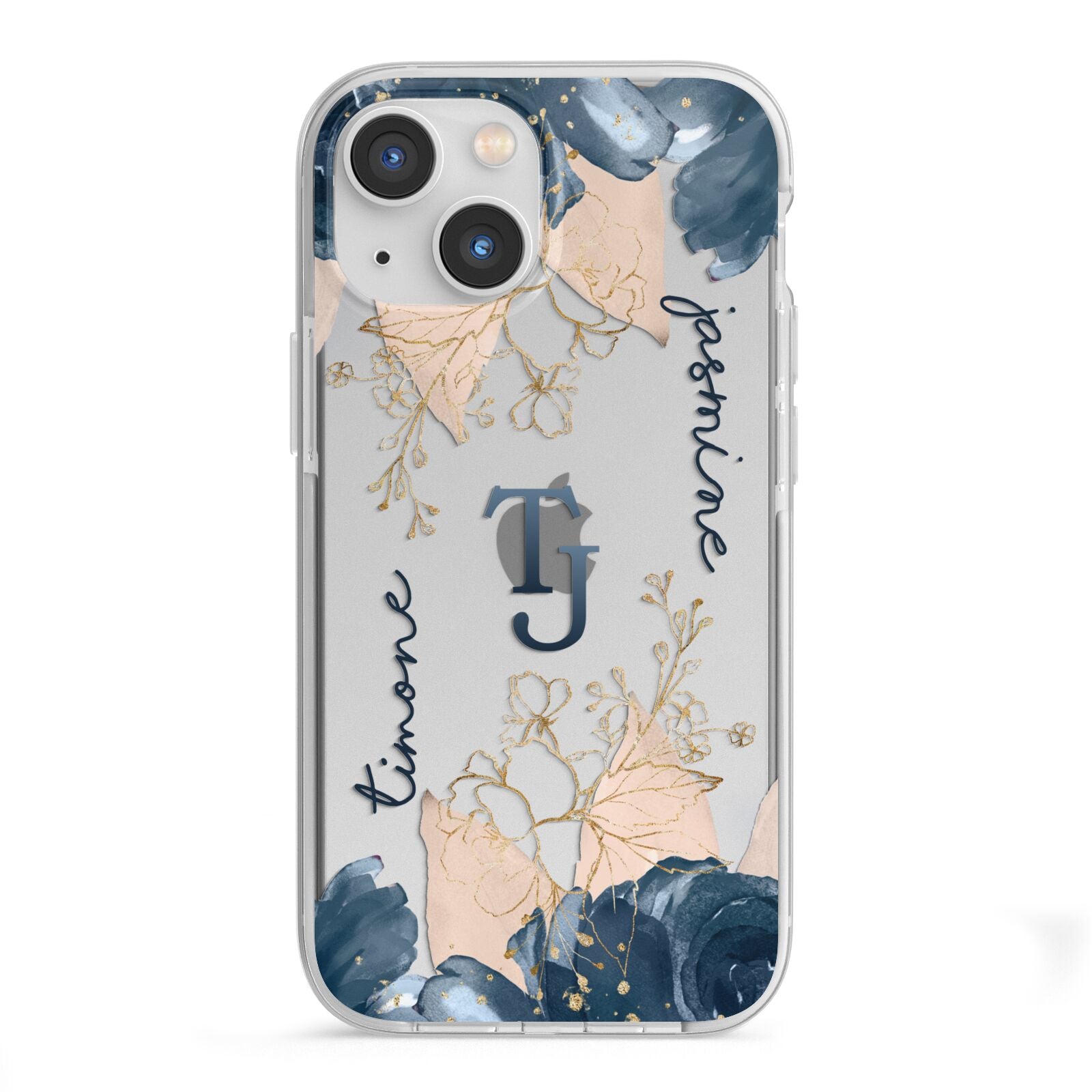 Monogrammed Florals iPhone 13 Mini TPU Impact Case with White Edges