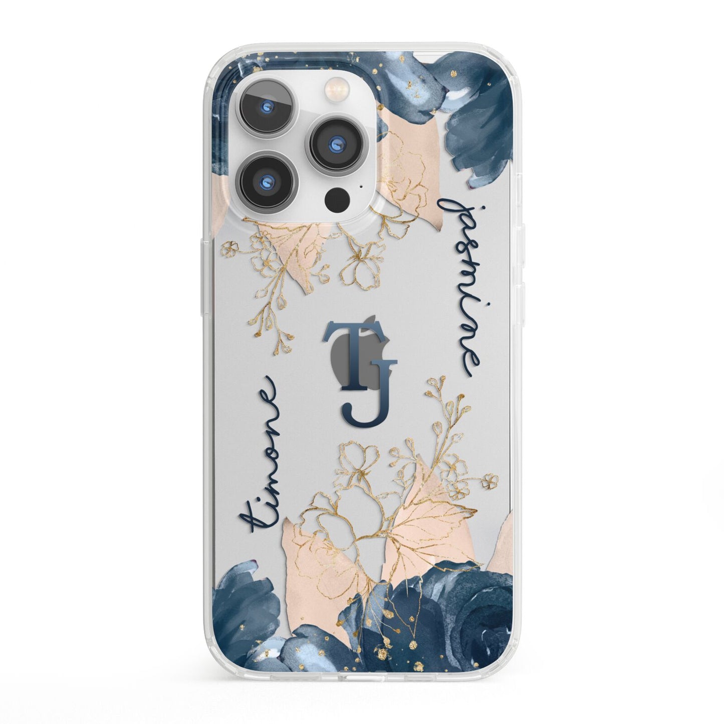 Monogrammed Florals iPhone 13 Pro Clear Bumper Case