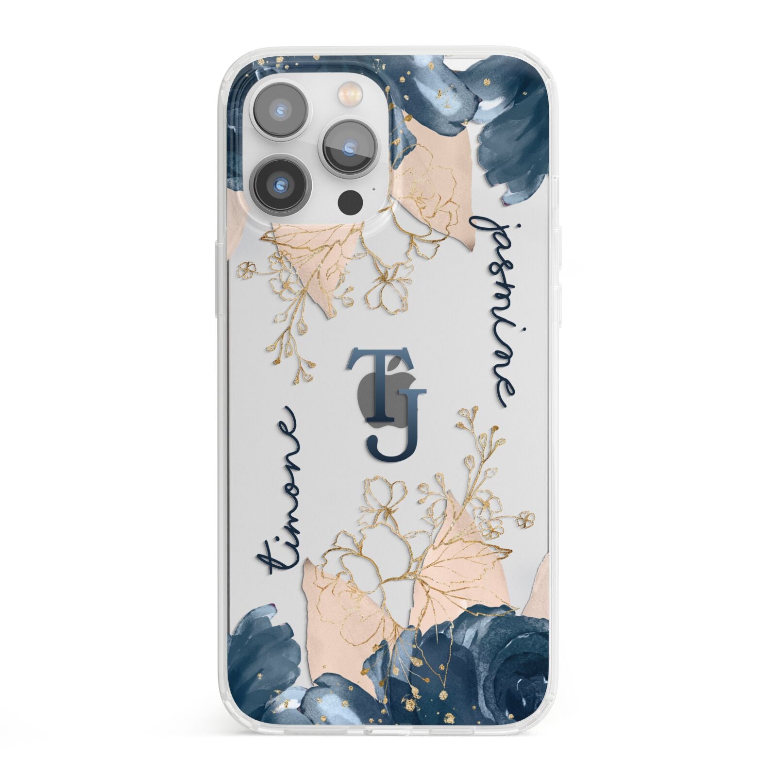 Monogrammed Florals iPhone 13 Pro Max Clear Bumper Case