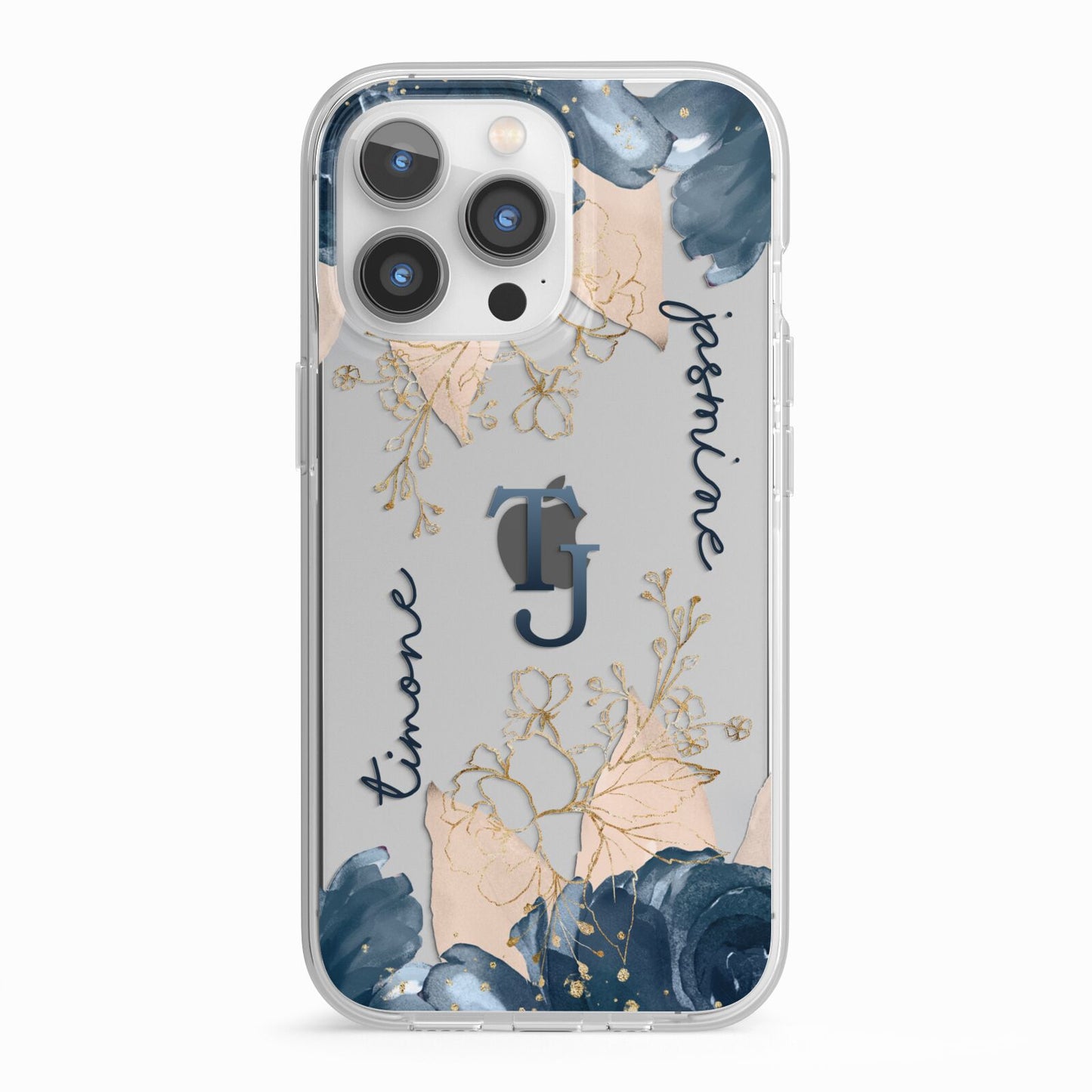 Monogrammed Florals iPhone 13 Pro TPU Impact Case with White Edges