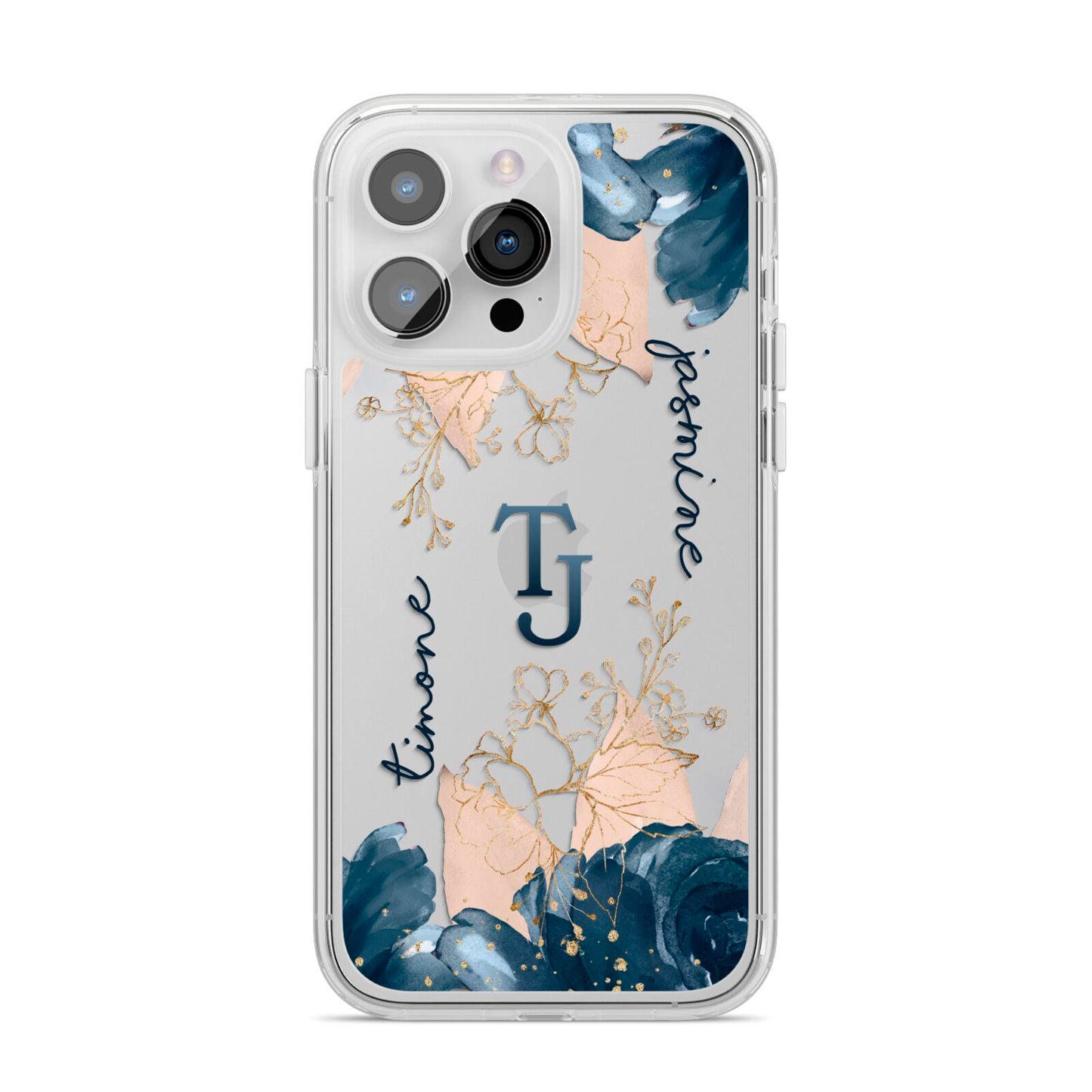 Monogrammed Florals iPhone 14 Pro Max Clear Tough Case Silver