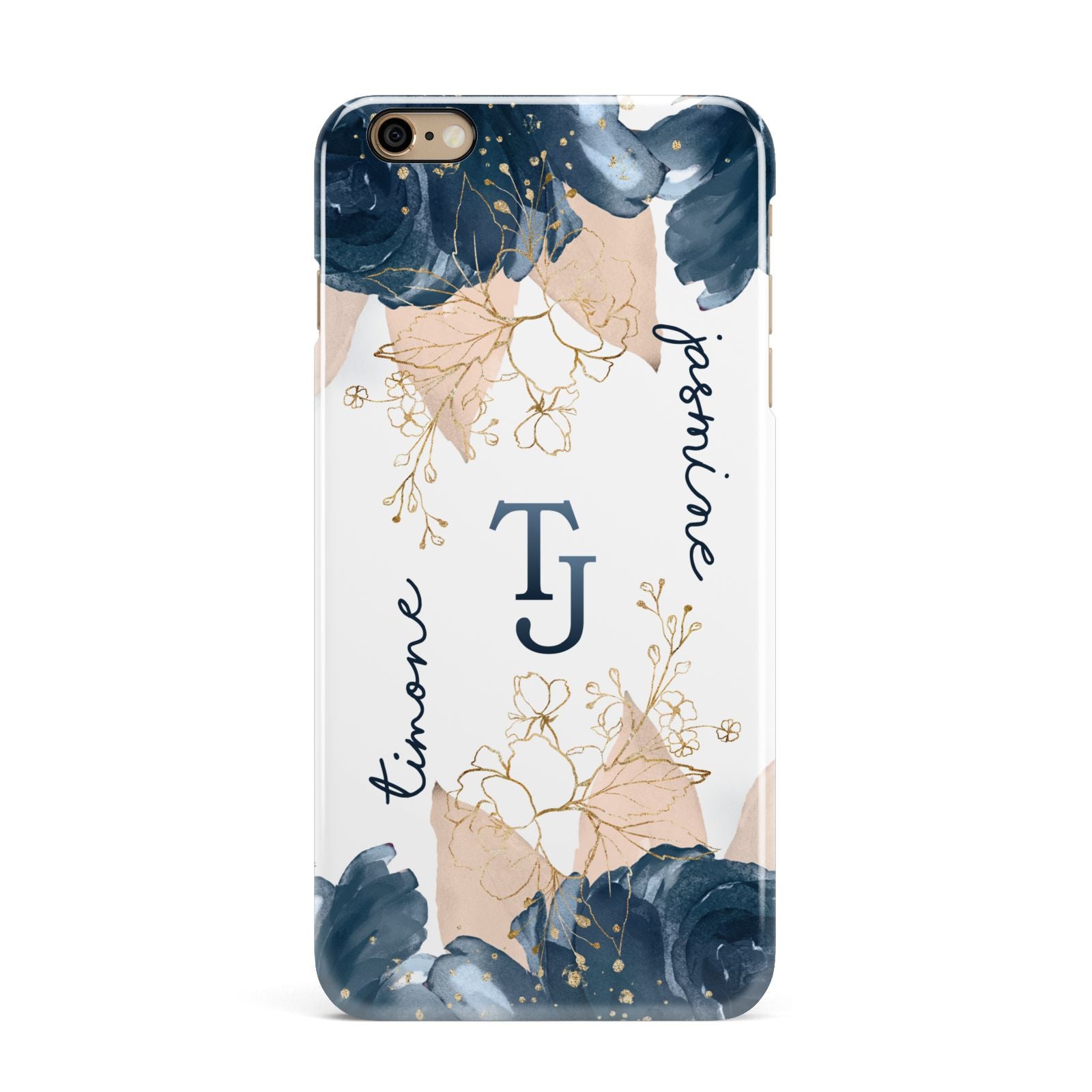 Monogrammed Florals iPhone 6 Plus 3D Snap Case on Gold Phone