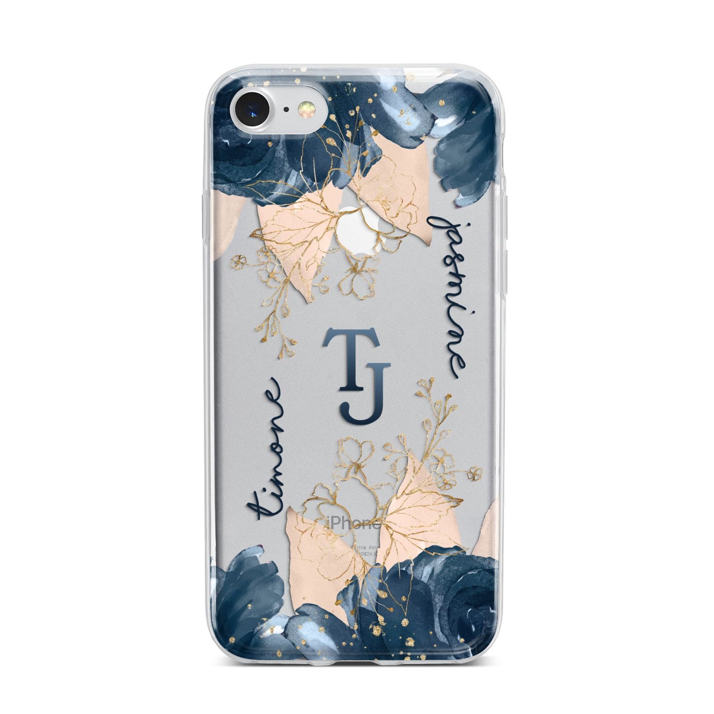 Monogrammed Florals iPhone 7 Bumper Case on Silver iPhone