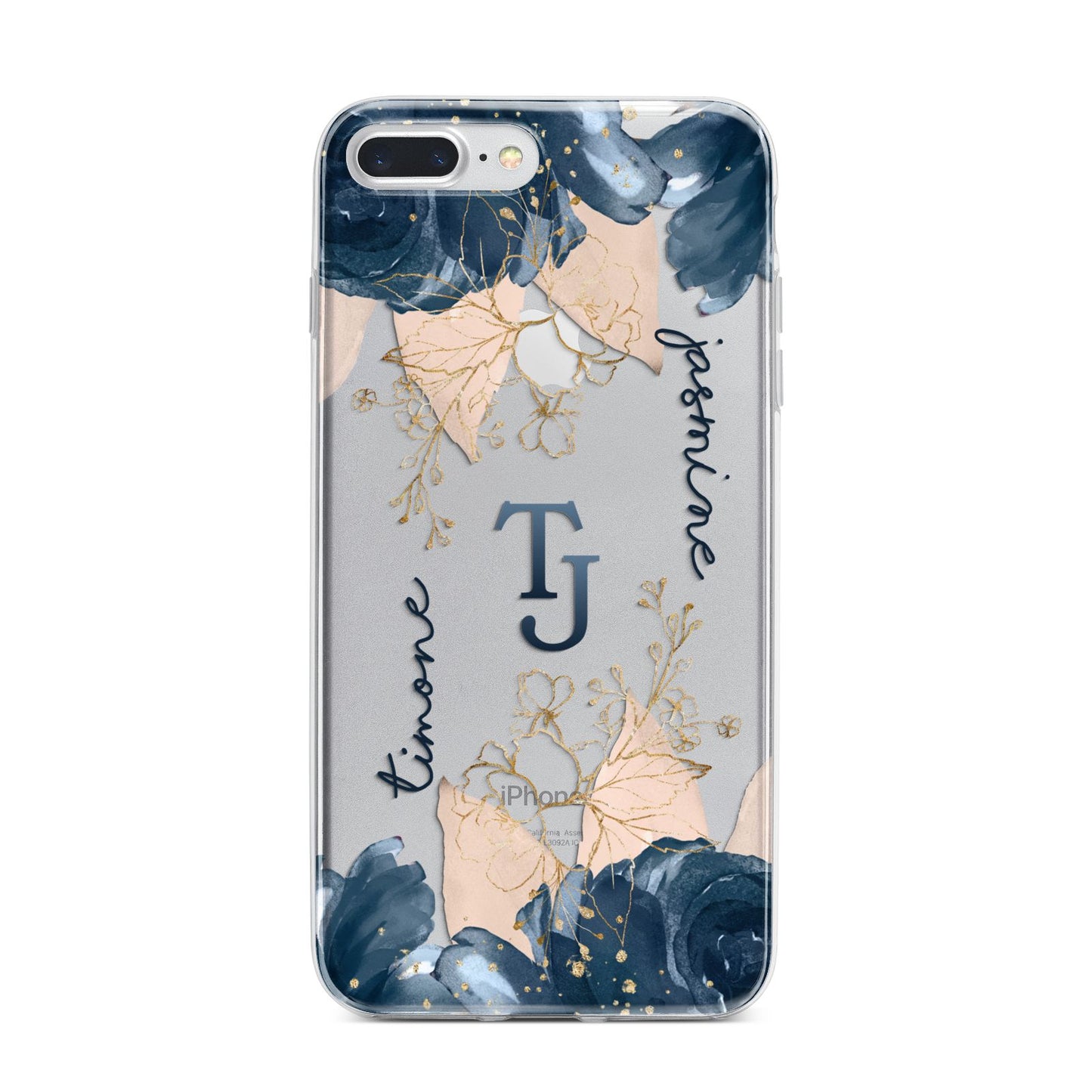 Monogrammed Florals iPhone 7 Plus Bumper Case on Silver iPhone