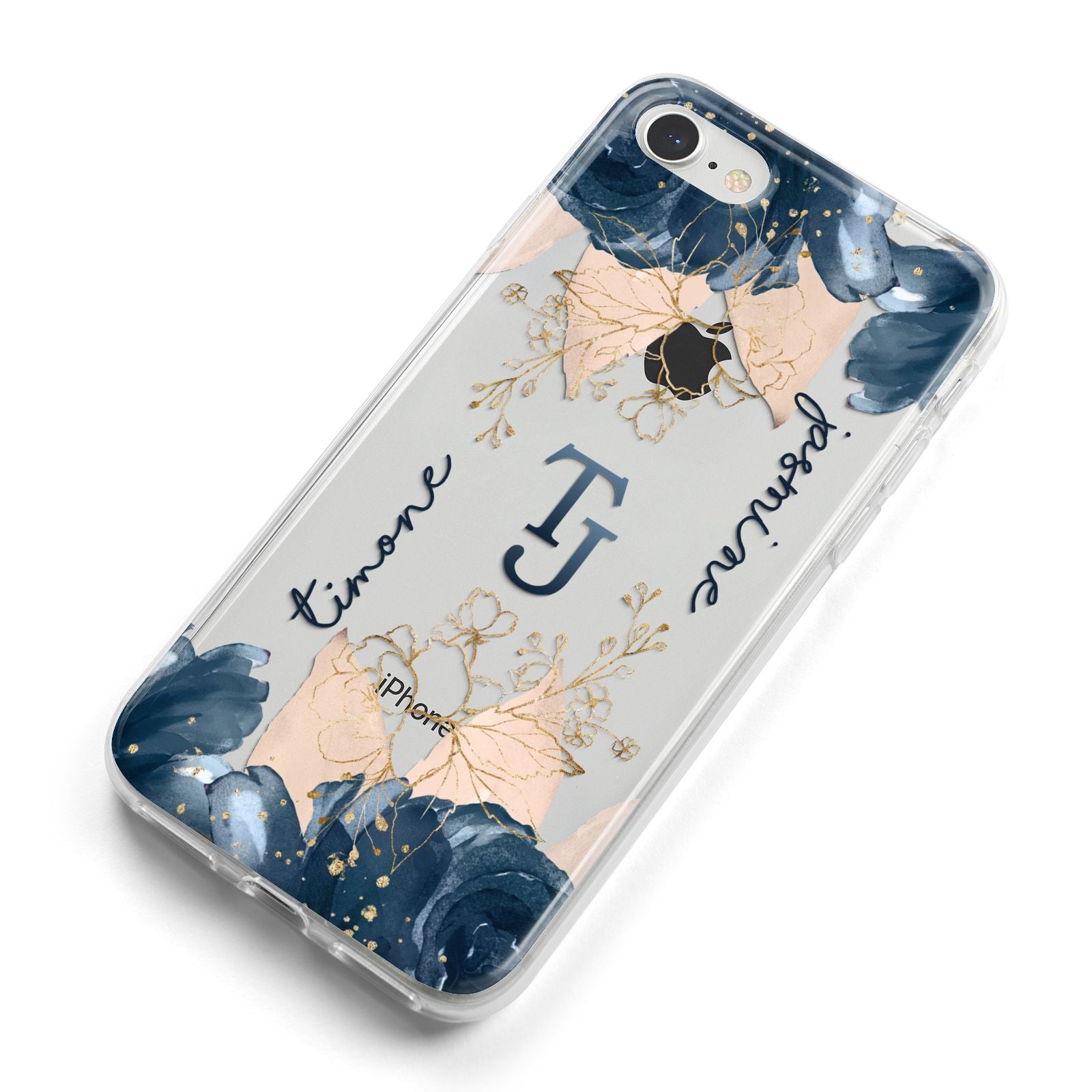 Monogrammed Florals iPhone 8 Bumper Case on Silver iPhone Alternative Image