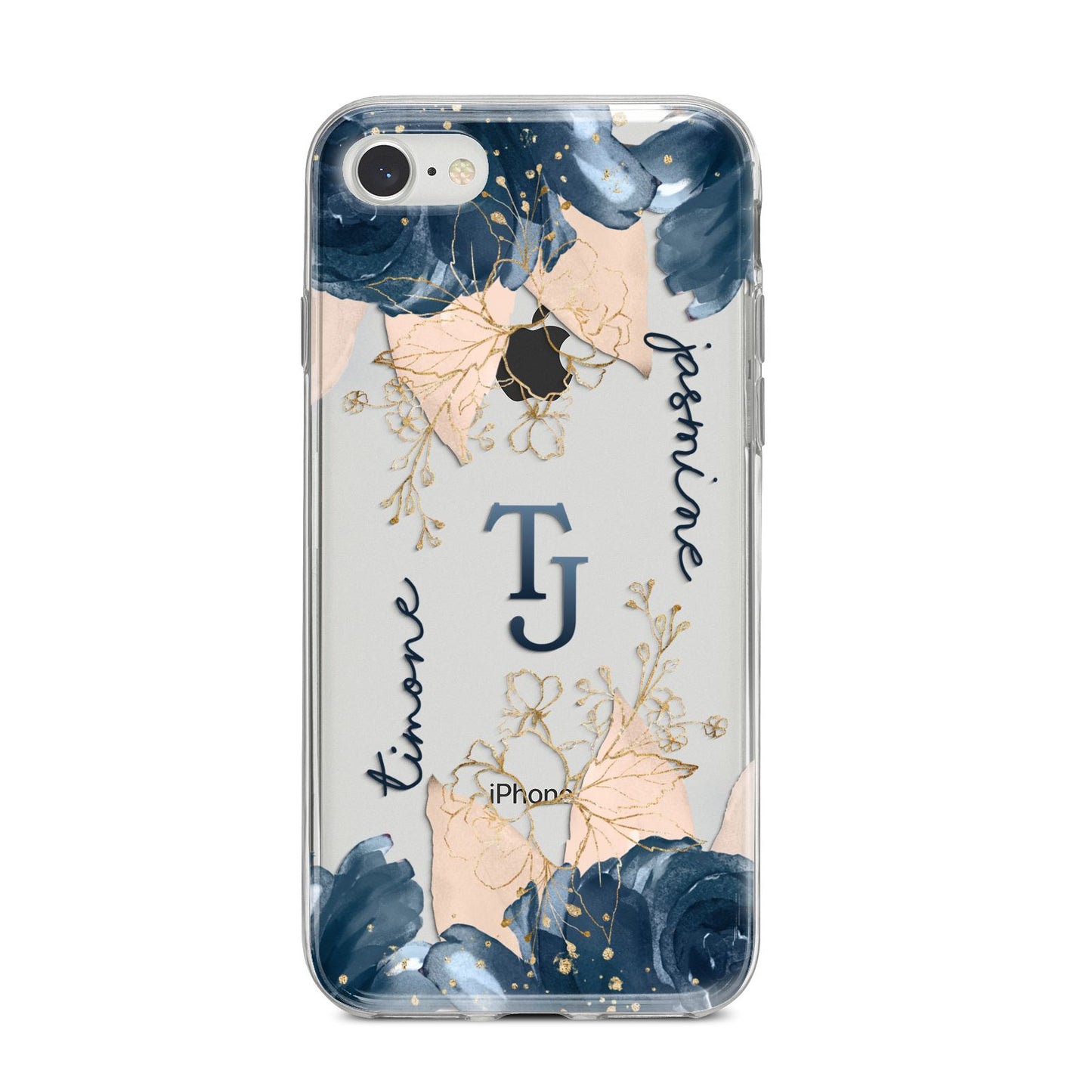 Monogrammed Florals iPhone 8 Bumper Case on Silver iPhone