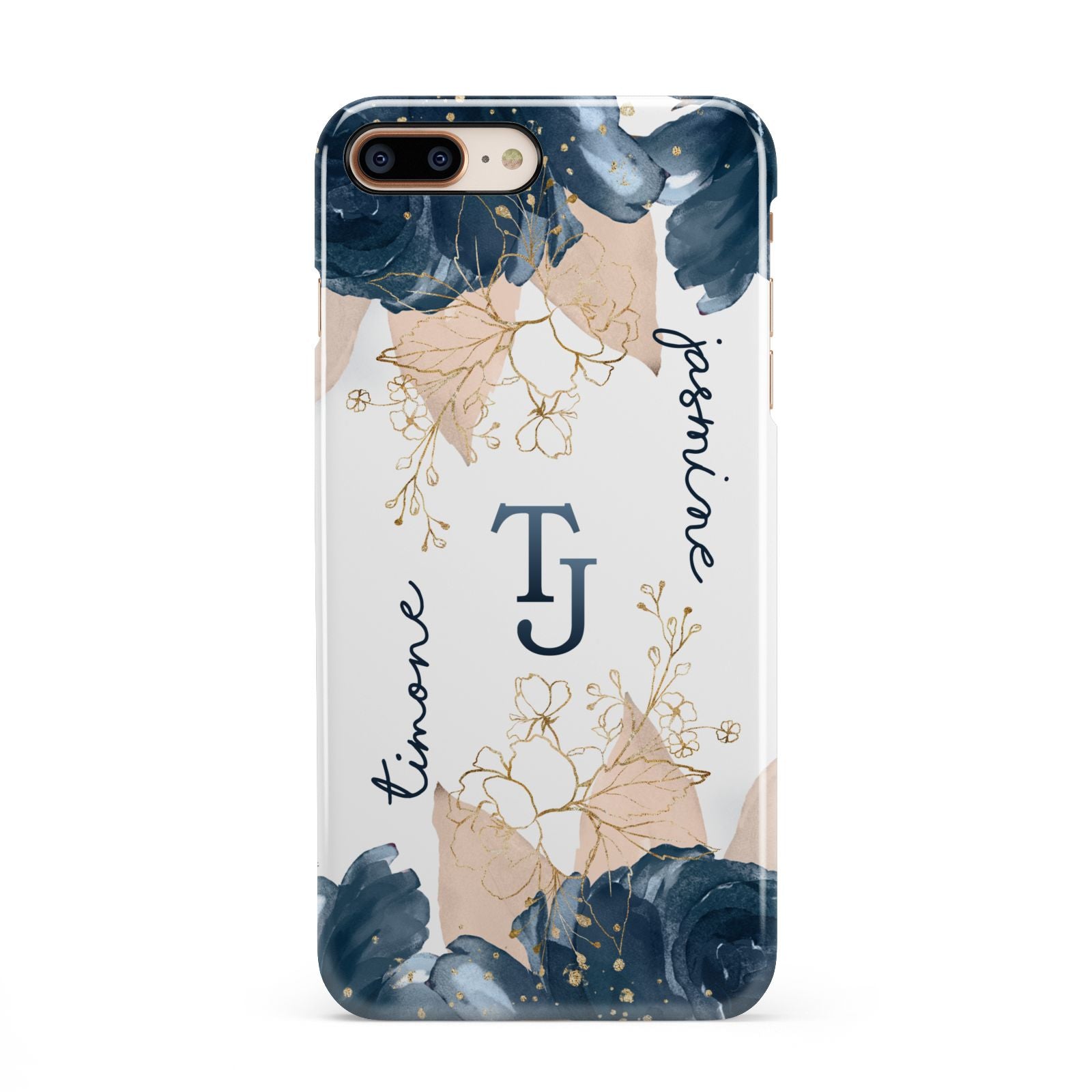 Monogrammed Florals iPhone 8 Plus 3D Snap Case on Gold Phone
